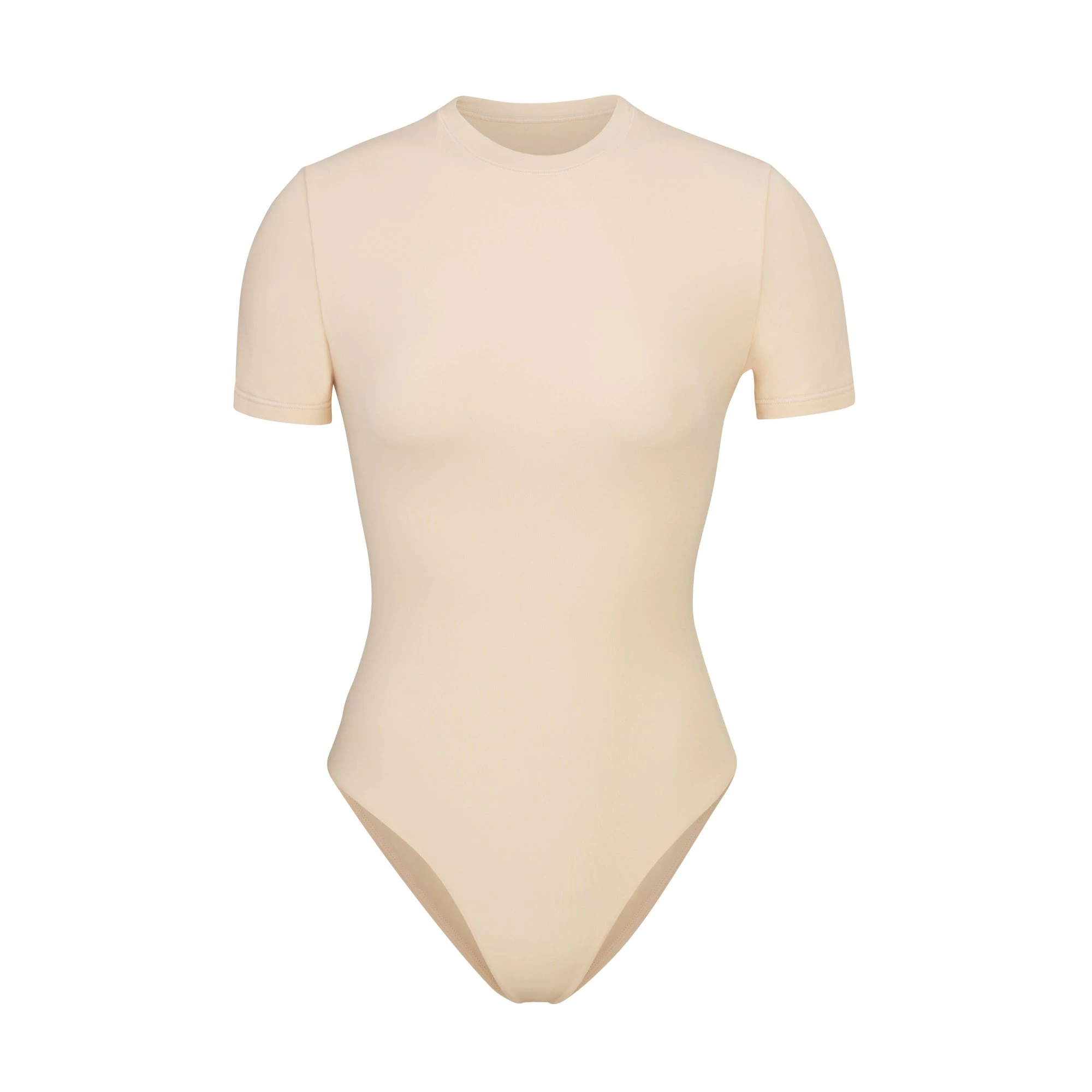 FITS EVERYBODY T-SHIRT BODYSUIT | SAND (BODYSUITS) LAYS FLAT ON A WHITE BACKGROUND | FLT