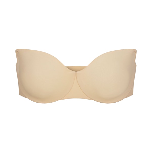 SMOOTHING INTIMATES UNLINED STRAPLESS BRA | SAND (STRAPLESS BRAS) LAYS FLAT ON A WHITE BACKGROUND | FLT