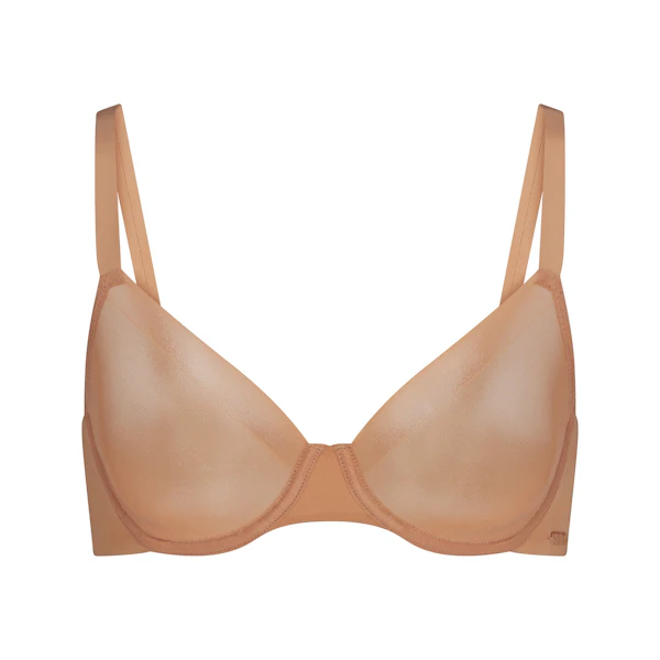 NO SHOW UNLINED DEMI BRA | OCHRE (DEMI BRAS) LAYS FLAT ON A WHITE BACKGROUND | FLT