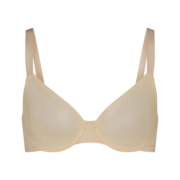 NO SHOW UNLINED DEMI BRA | SAND (DEMI BRAS) LAYS FLAT ON A WHITE BACKGROUND | FLT