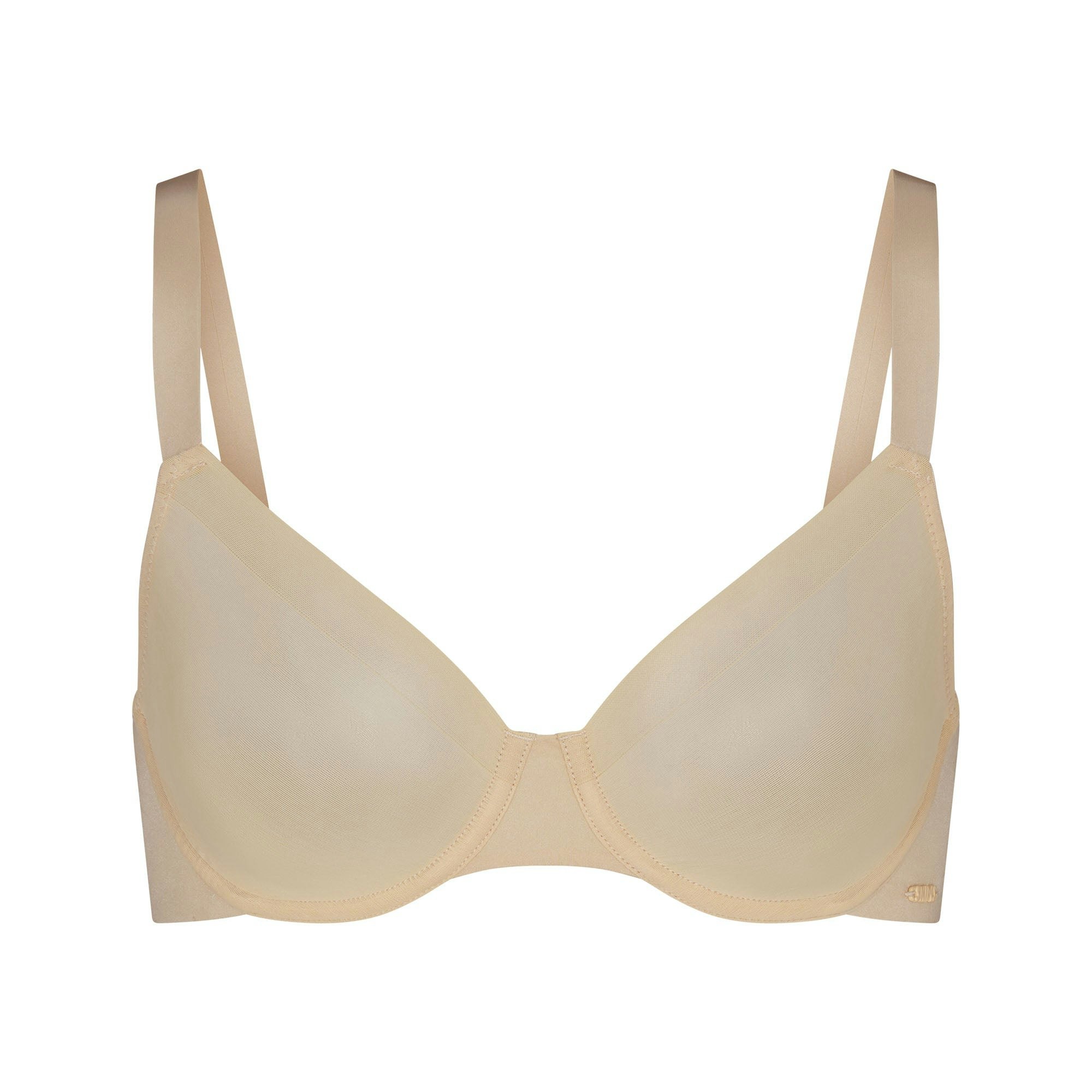 NO SHOW UNLINED DEMI BRA | SAND (DEMI BRAS) LAYS FLAT ON A WHITE BACKGROUND | FLT