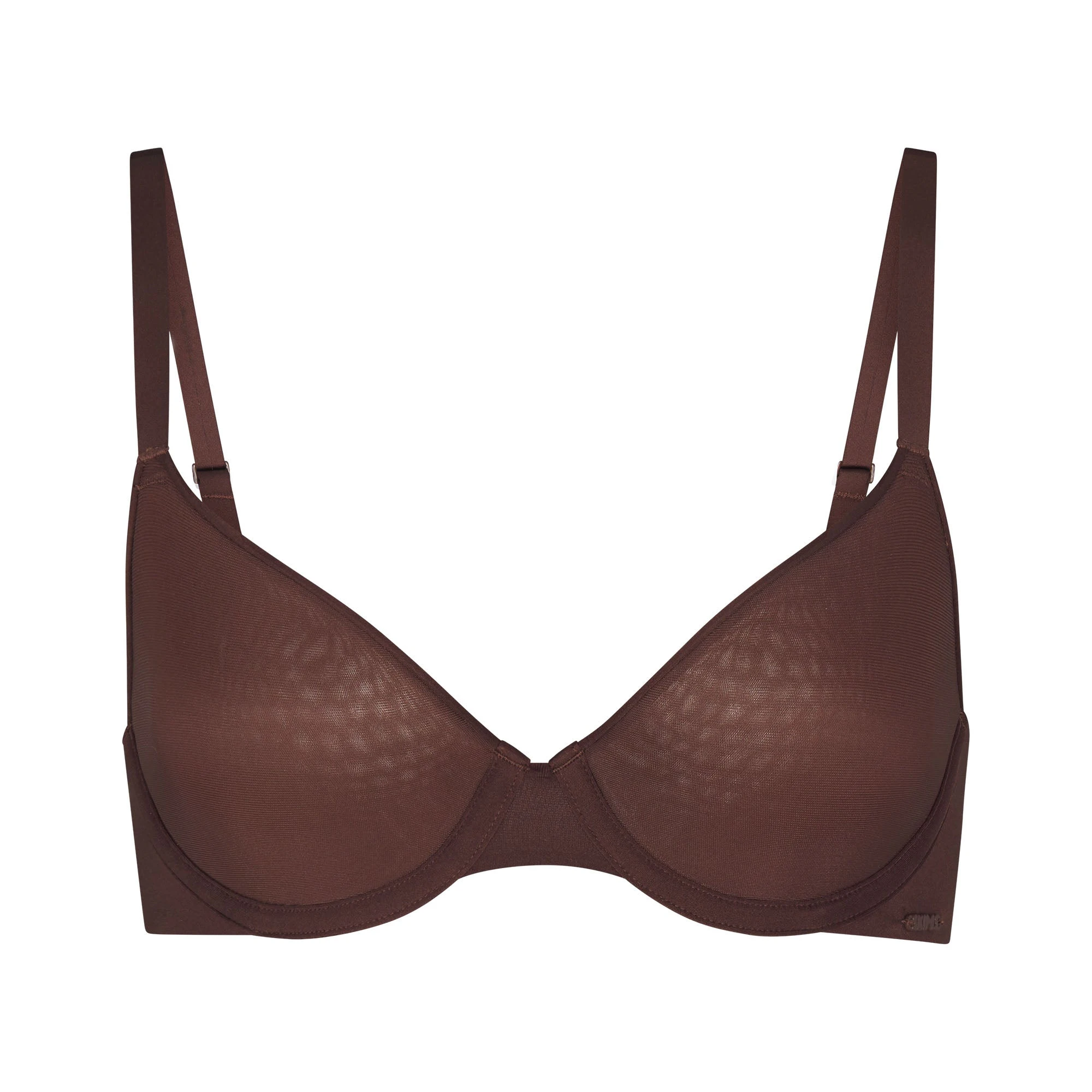 WEIGHTLESS DEMI BRA | COCOA (DEMI BRAS) LAYS FLAT ON A WHITE BACKGROUND | FLT
