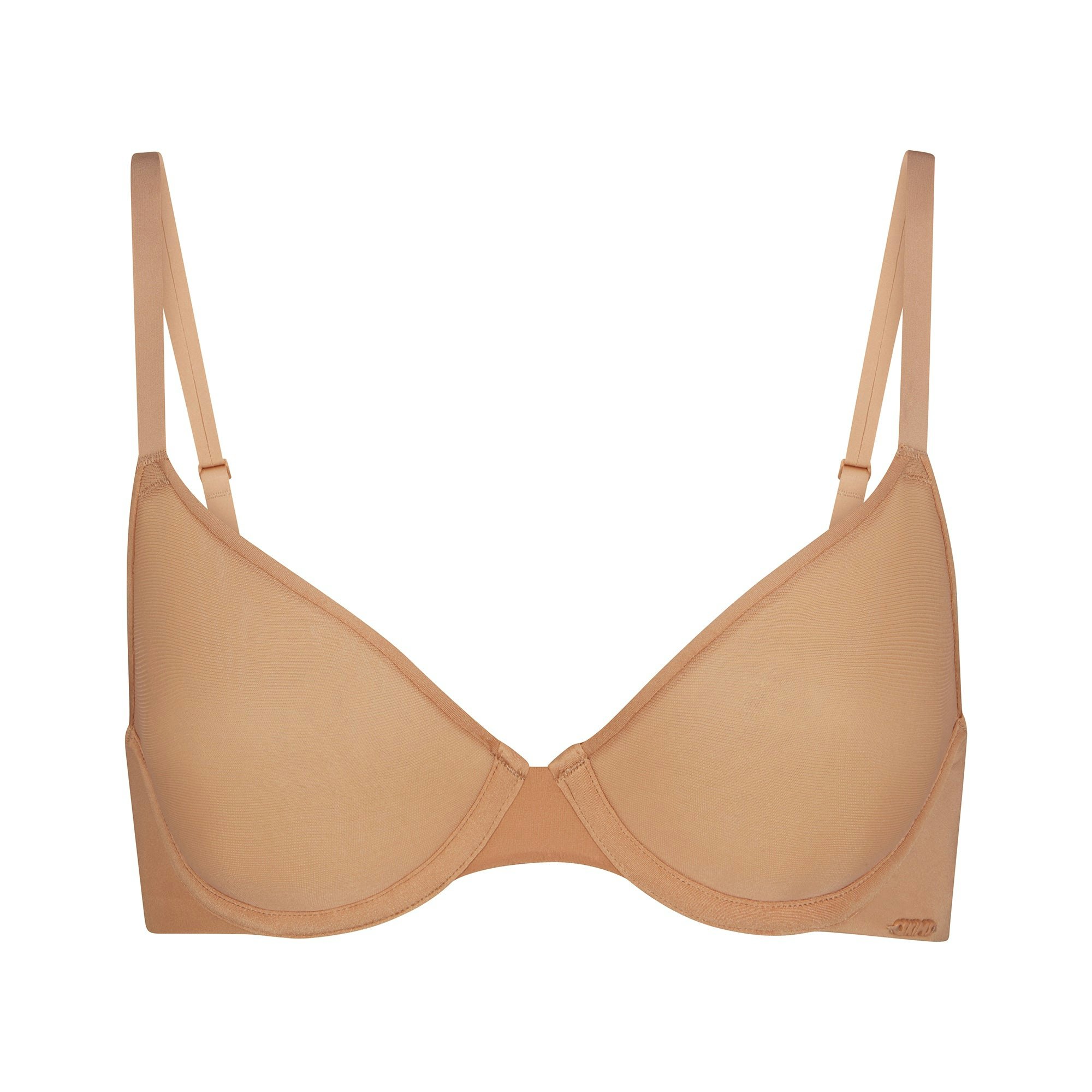 WEIGHTLESS DEMI BRA | OCHRE (DEMI BRAS) LAYS FLAT ON A WHITE BACKGROUND | FLT