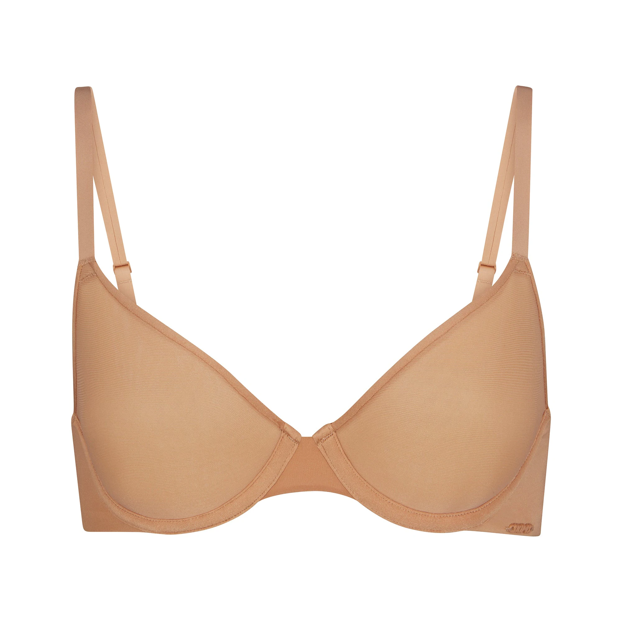 WEIGHTLESS DEMI BRA | OCHRE (DEMI BRAS) LAYS FLAT ON A WHITE BACKGROUND | FLT