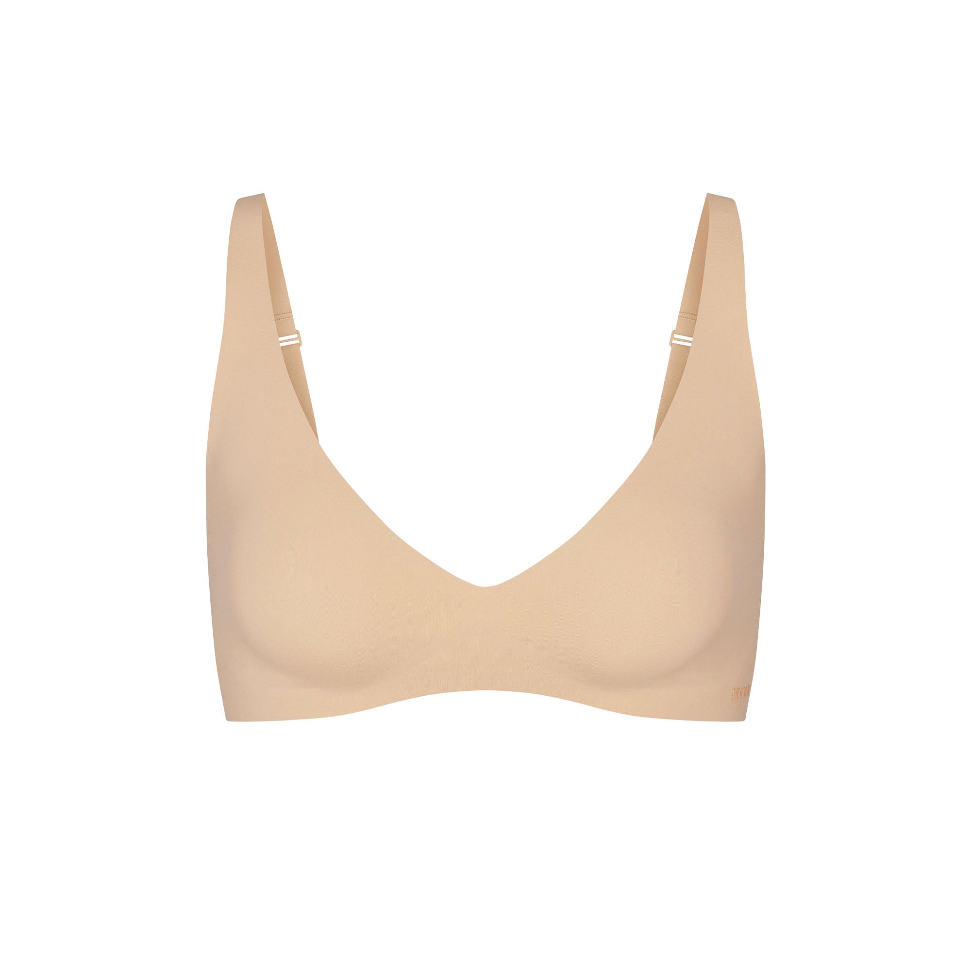 NAKED PLUNGE BRALETTE | CLAY (PLUNGE BRALETTES) LAYS FLAT ON A WHITE BACKGROUND