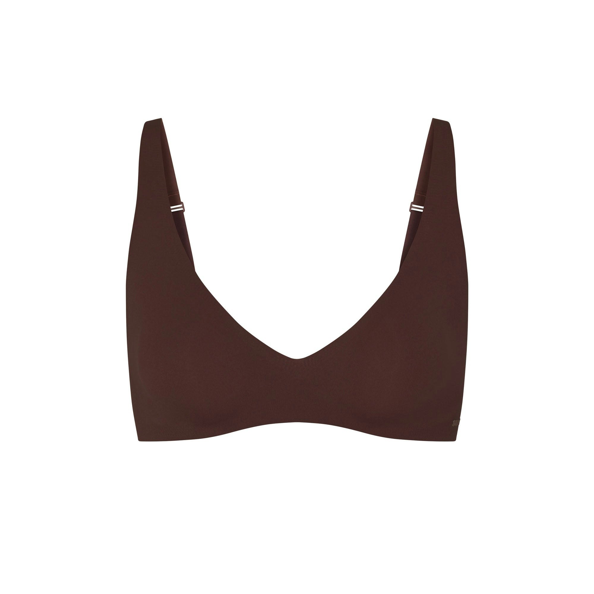 NAKED PLUNGE BRALETTE | COCOA (PLUNGE BRALETTES) LAYS FLAT ON A WHITE BACKGROUND | FLT