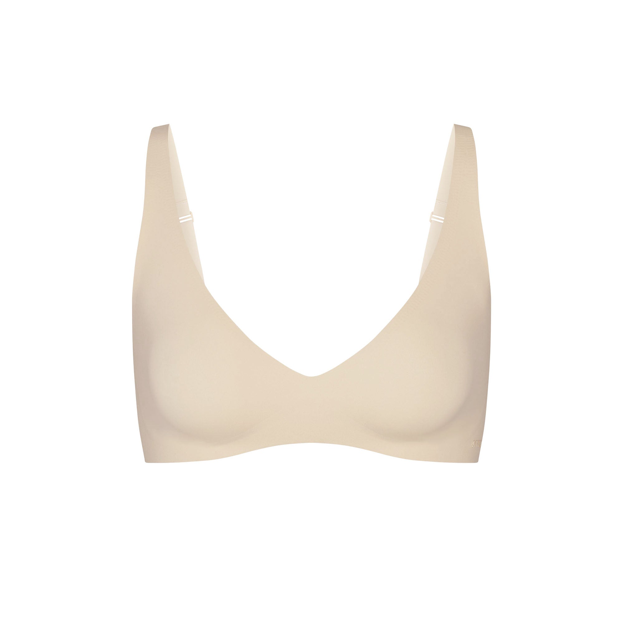 NAKED PLUNGE BRALETTE | SAND (PLUNGE BRALETTES) LAYS FLAT ON A WHITE BACKGROUND | FLT