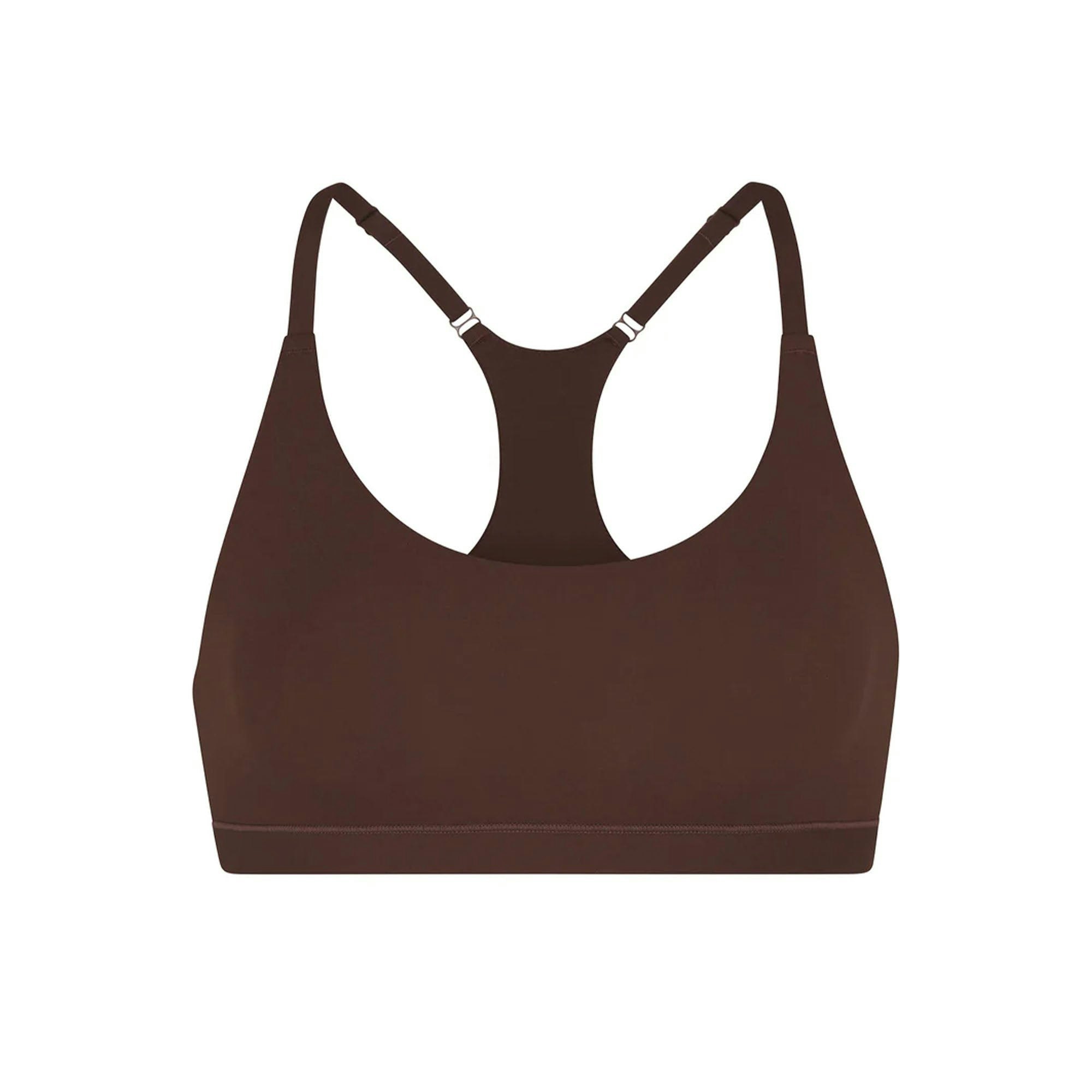FITS EVERYBODY RACERBACK BRALETTE | COCOA (SCOOP BRALETTES) LAYS FLAT ON A WHITE BACKGROUND | FLT