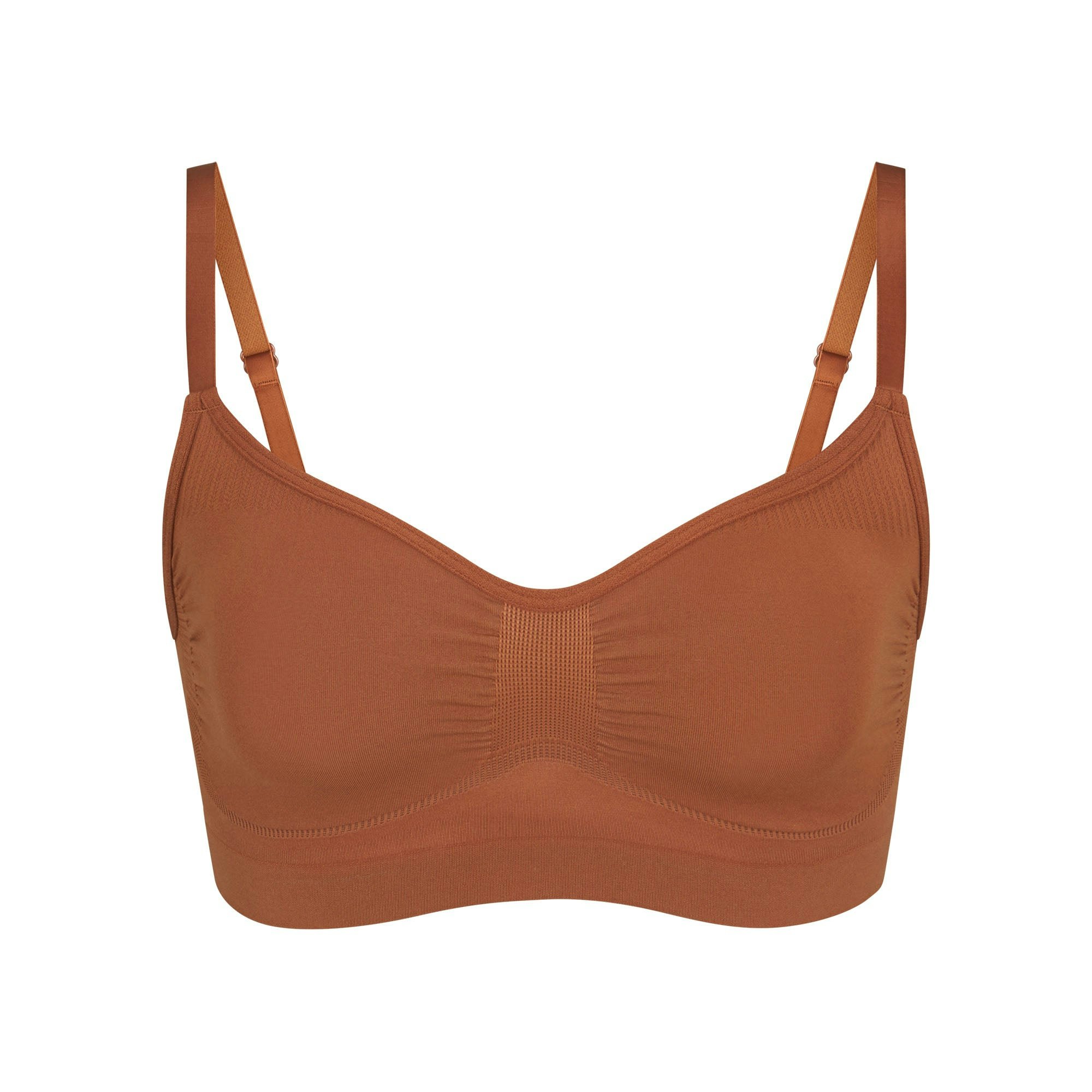 SEAMLESS SCULPT BRALETTE | BRONZE (SHAPEWEAR BRALETTES, BRAS) LAYS FLAT ON A WHITE BACKGROUND | FLT