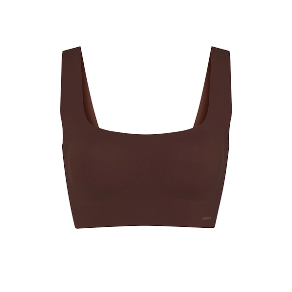 NAKED SCOOP LONGLINE BRALETTE | COCOA (SCOOP BRALETTES) LAYS FLAT ON A WHITE BACKGROUND | FLT