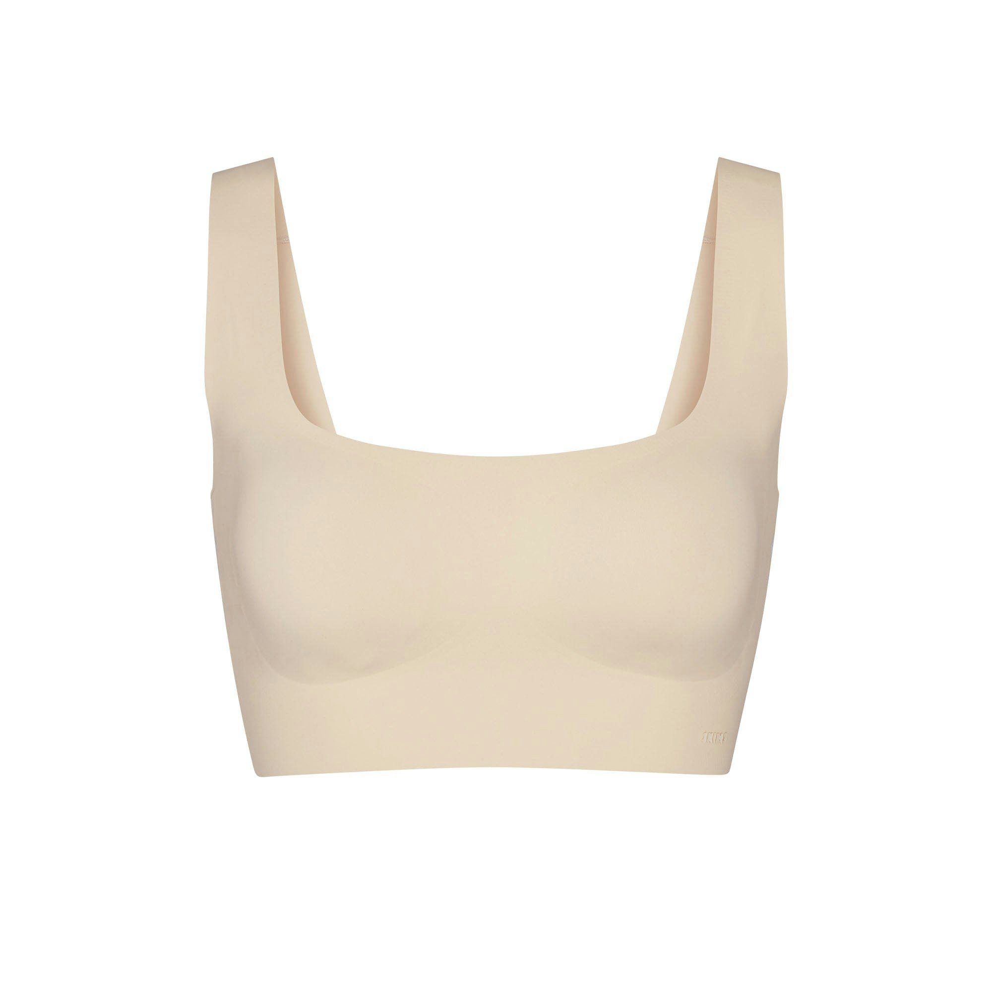 NAKED SCOOP LONGLINE BRALETTE | SAND (SCOOP BRALETTES) LAYS FLAT ON A WHITE BACKGROUND | FLT