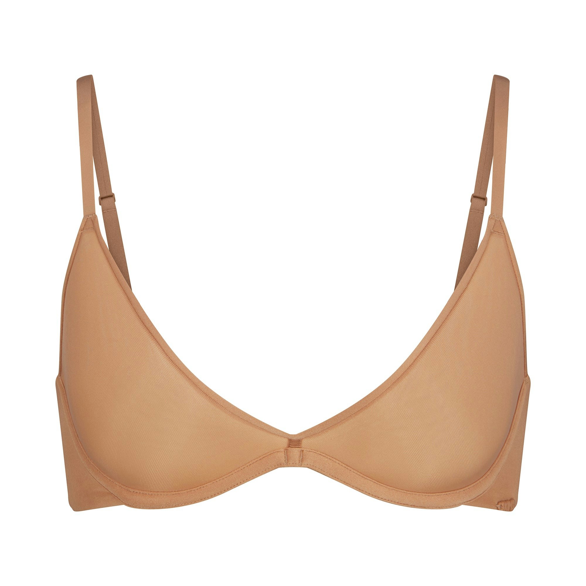 WEIGHTLESS SCOOP BRA | OCHRE (SCOOP BRAS) LAYS FLAT ON A WHITE BACKGROUND | FLT