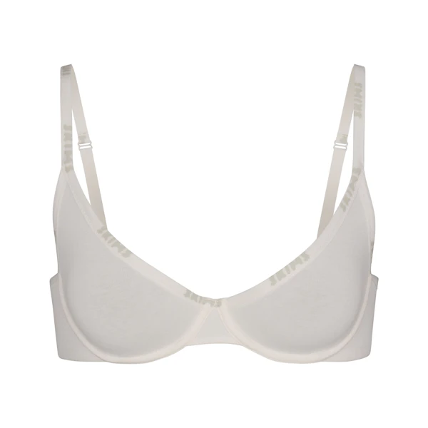 COTTON LOGO DEMI BRA  | MARBLE (DEMI BRAS) LAYS FLAT ON A WHITE BACKGROUND | FLT