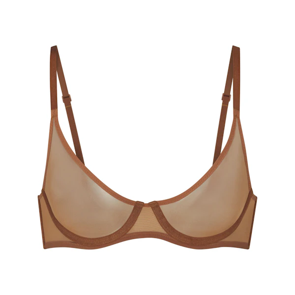 ULTRA FINE MESH SCOOP BRA | BRONZE (SCOOP BRAS) LAYS FLAT ON A WHITE BACKGROUND | FLT