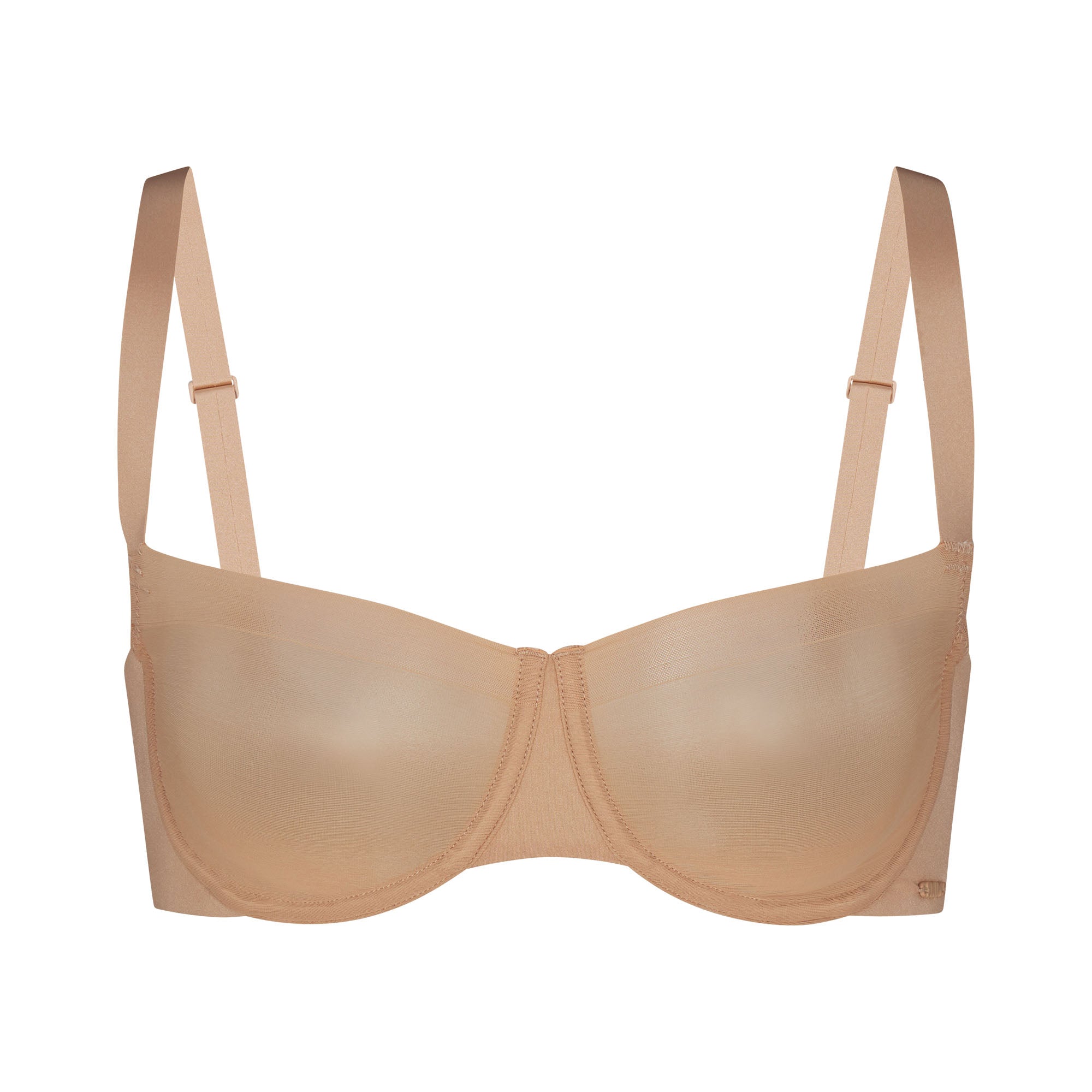 NO SHOW UNLINED BALCONETTE BRA | CLAY (BALCONETTE BRAS) LAYS FLAT ON A WHITE BACKGROUND