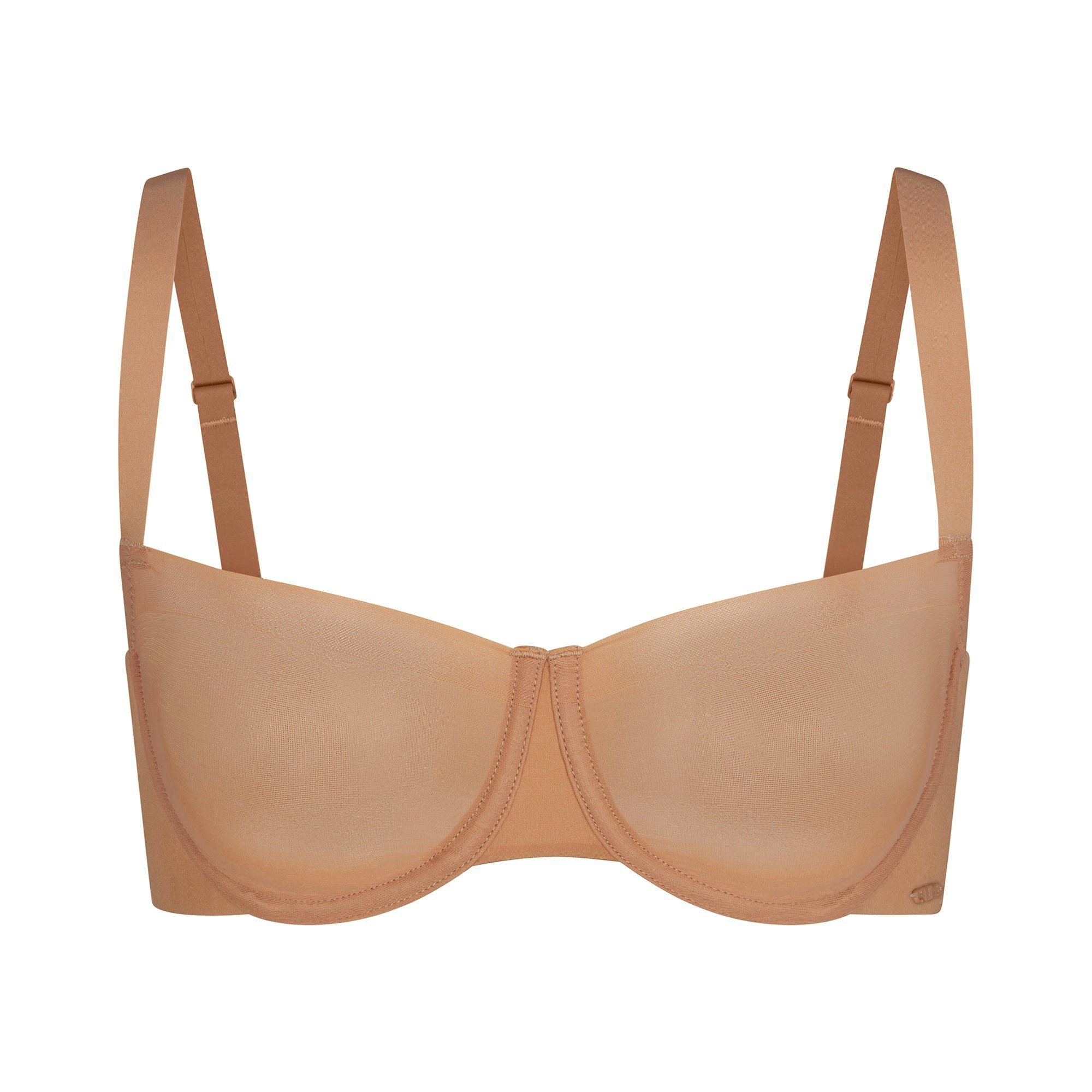 NO SHOW UNLINED BALCONETTE BRA | OCHRE (BALCONETTE BRAS) LAYS FLAT ON A WHITE BACKGROUND | FLT