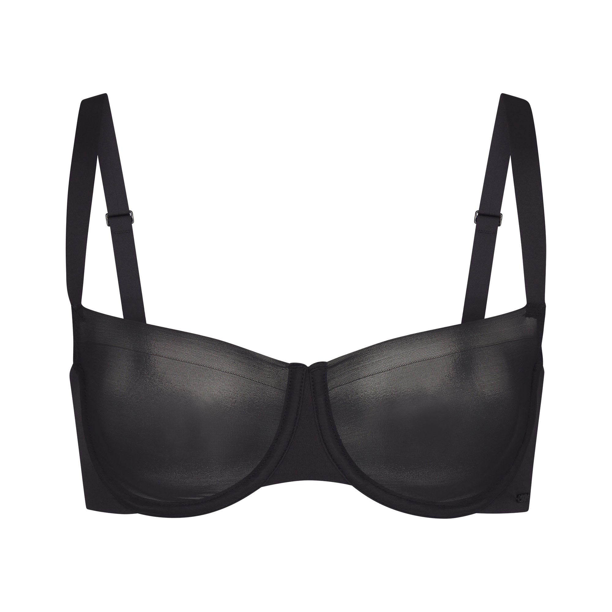 NO SHOW UNLINED BALCONETTE BRA | ONYX (BALCONETTE BRAS) LAYS FLAT ON A WHITE BACKGROUND