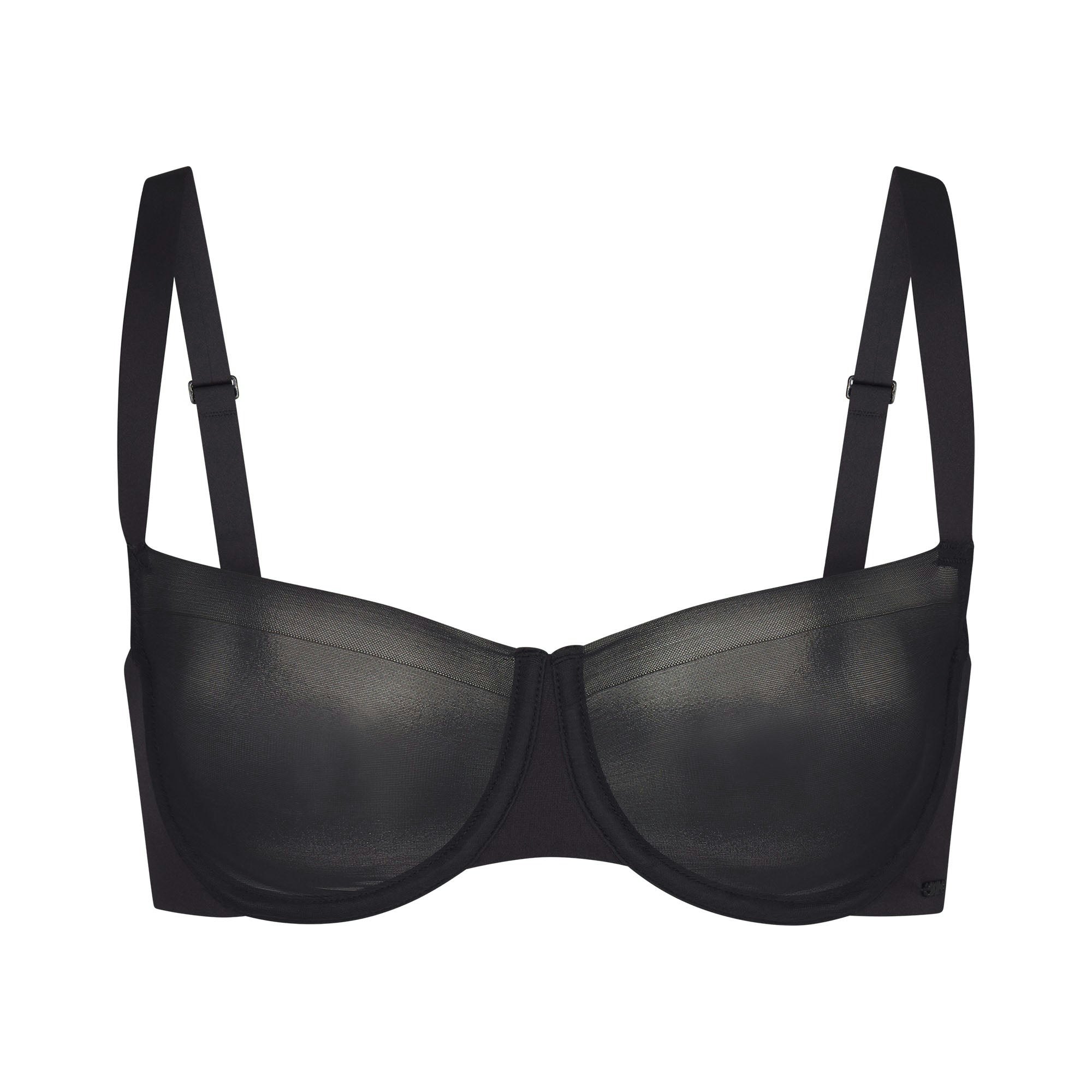 NO SHOW UNLINED BALCONETTE BRA | ONYX (BALCONETTE BRAS) LAYS FLAT ON A WHITE BACKGROUND | FLT