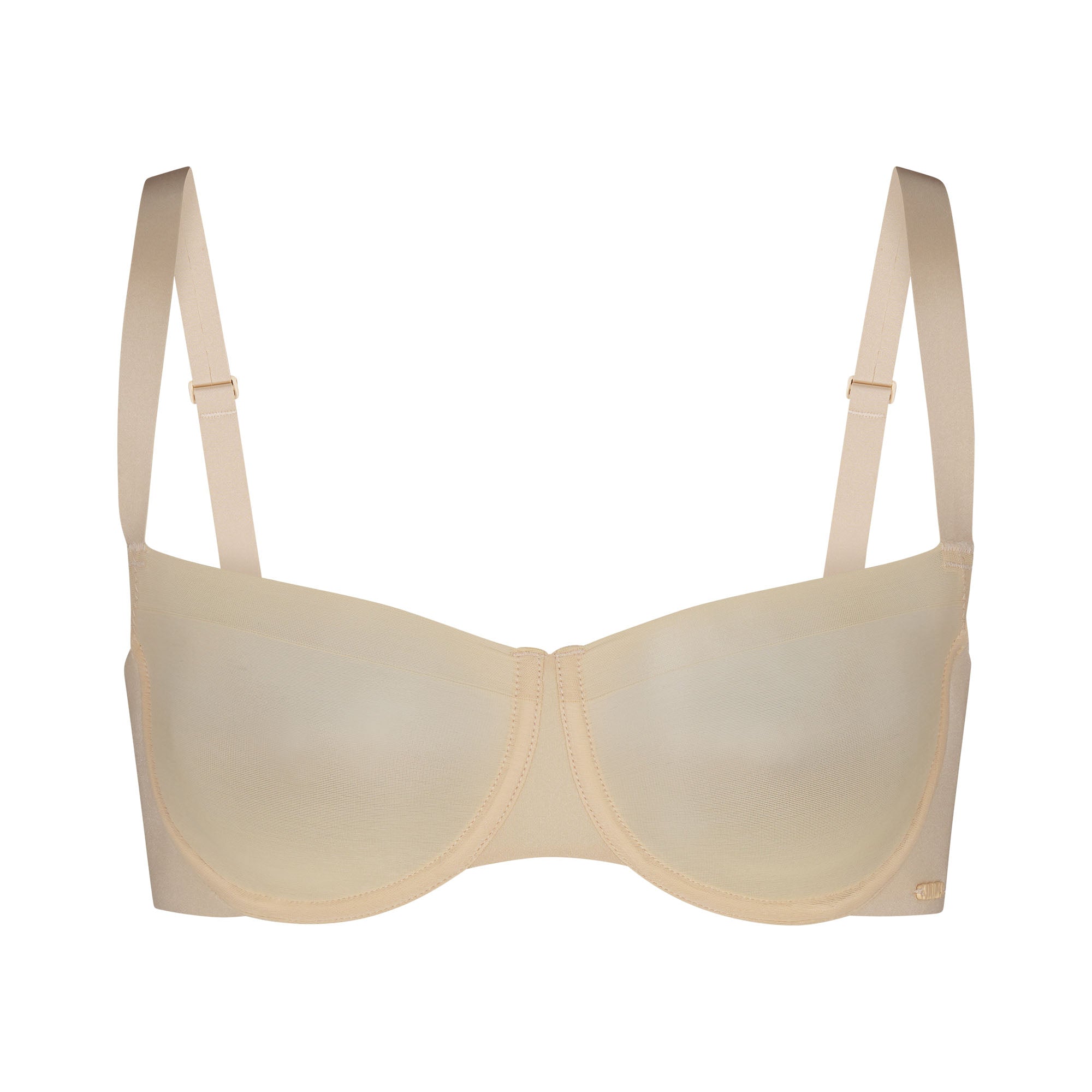 NO SHOW UNLINED BALCONETTE BRA | SAND (BALCONETTE BRAS) LAYS FLAT ON A WHITE BACKGROUND