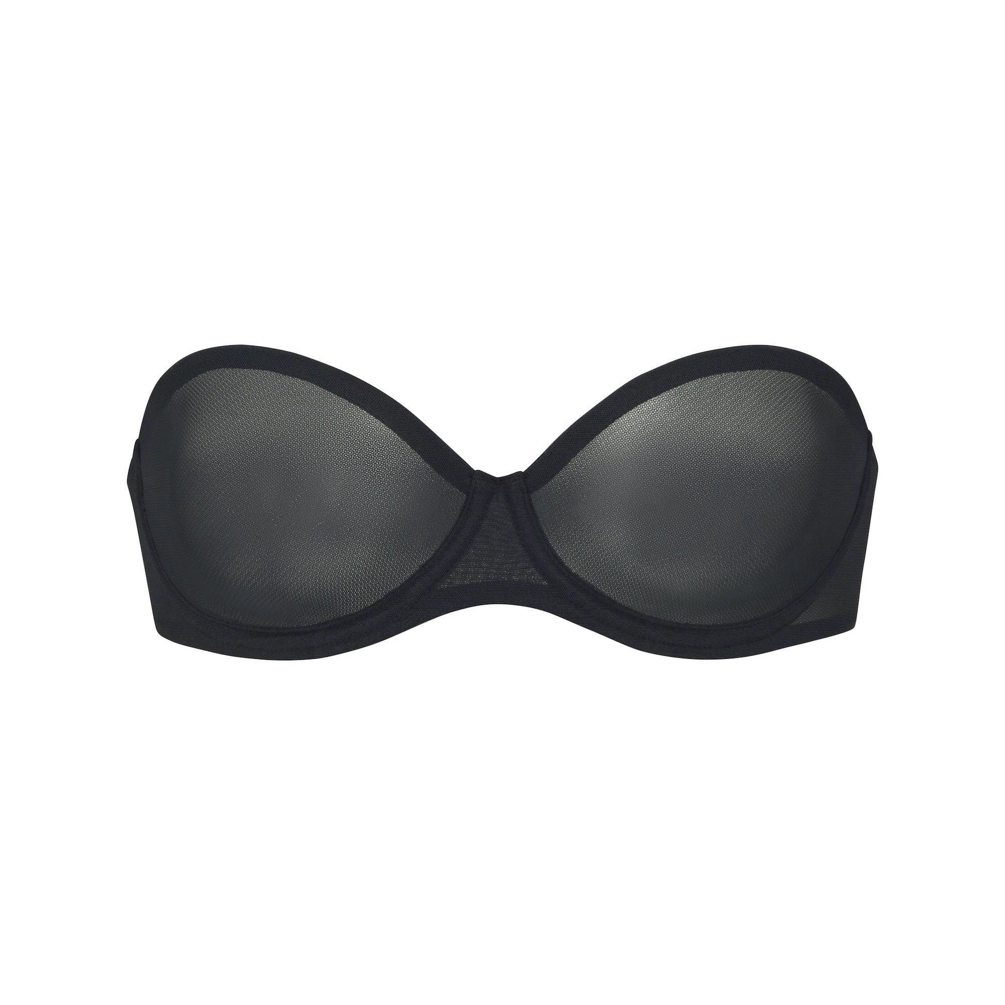 ULTRA FINE MESH STRAPLESS BRA | ONYX (STRAPLESS BRAS) LAYS FLAT ON A WHITE BACKGROUND | FLT