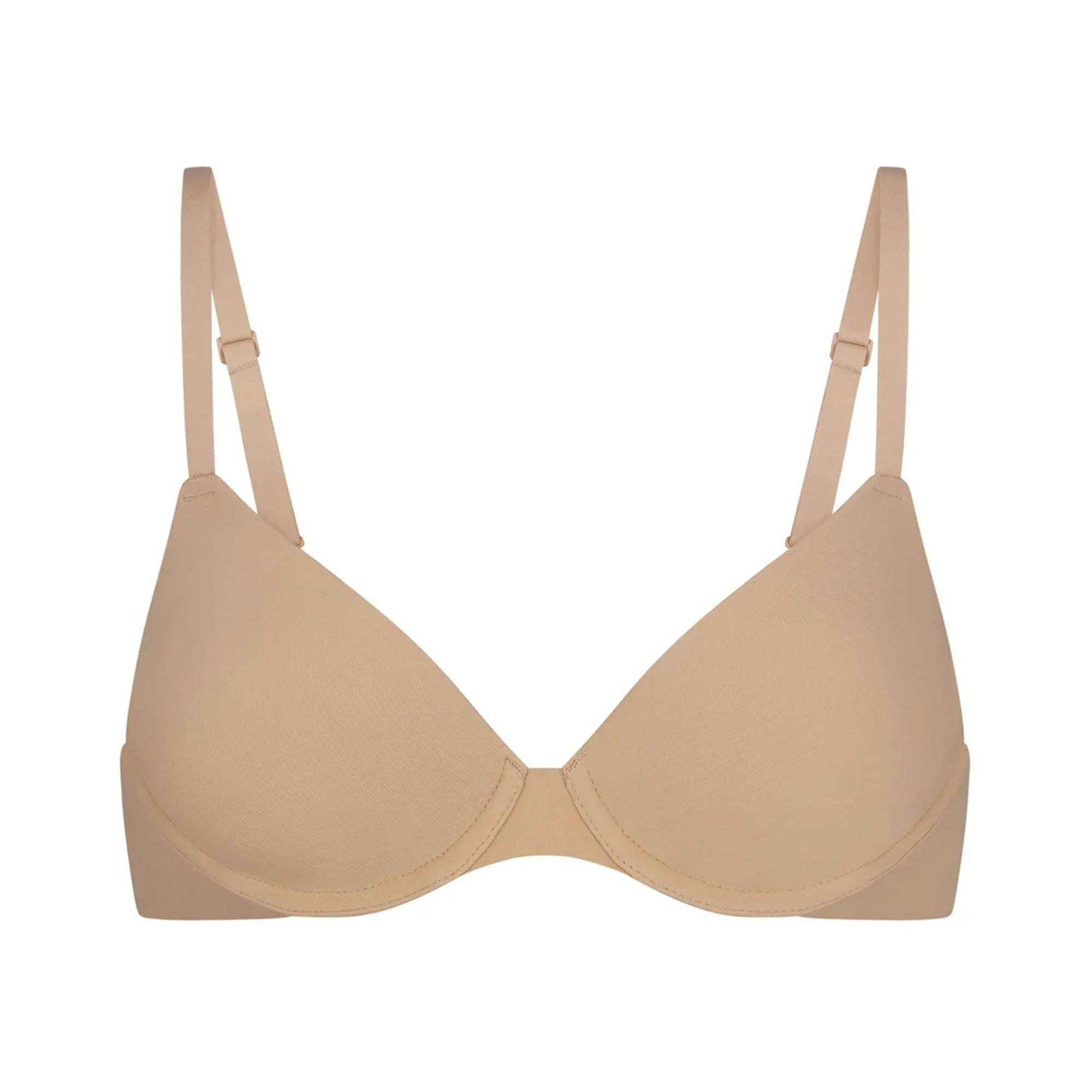 FITS EVERYBODY T-SHIRT BRA | CLAY (DEMI BRAS) LAYS FLAT ON A WHITE BACKGROUND | FLT