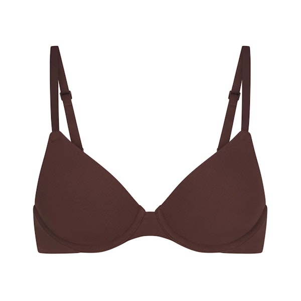 FITS EVERYBODY T-SHIRT BRA | COCOA (DEMI BRAS) LAYS FLAT ON A WHITE BACKGROUND | FLT