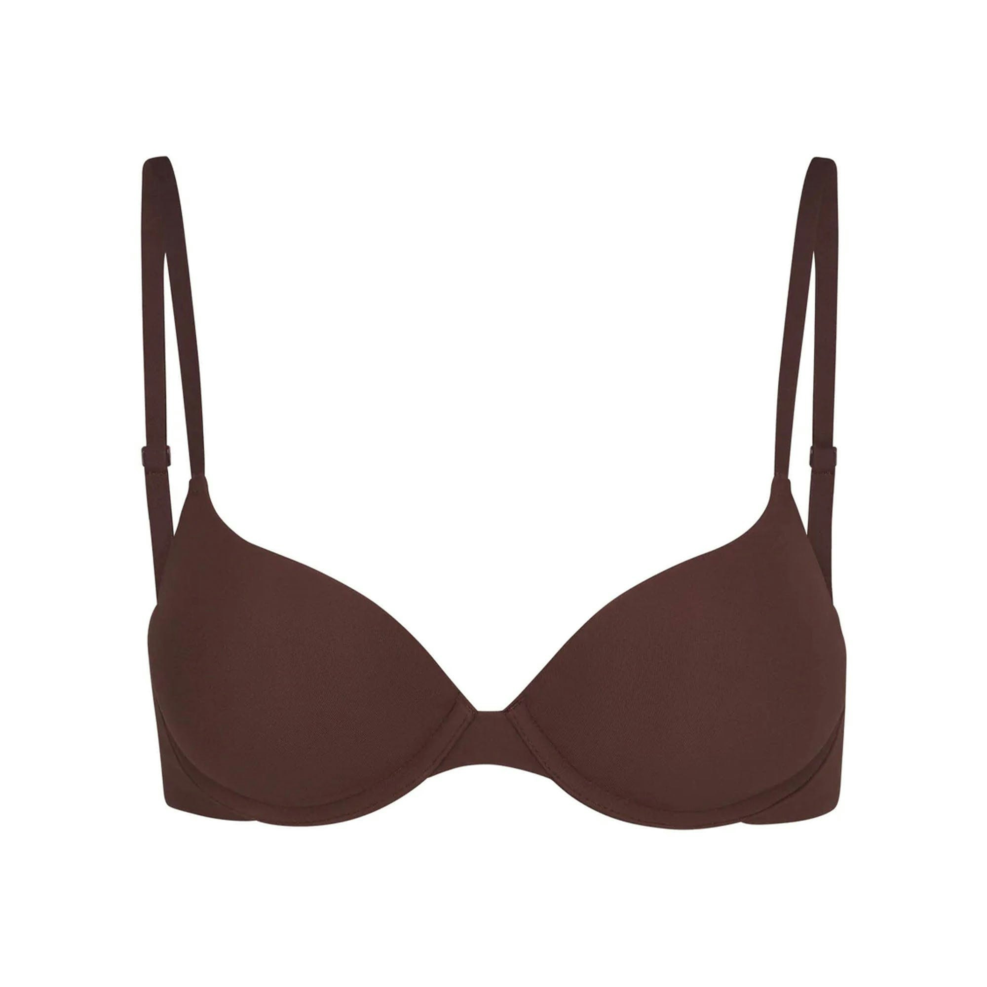 FITS EVERYBODY PUSH-UP BRA | COCOA (DEMI BRAS) LAYS FLAT ON A WHITE BACKGROUND | FLT