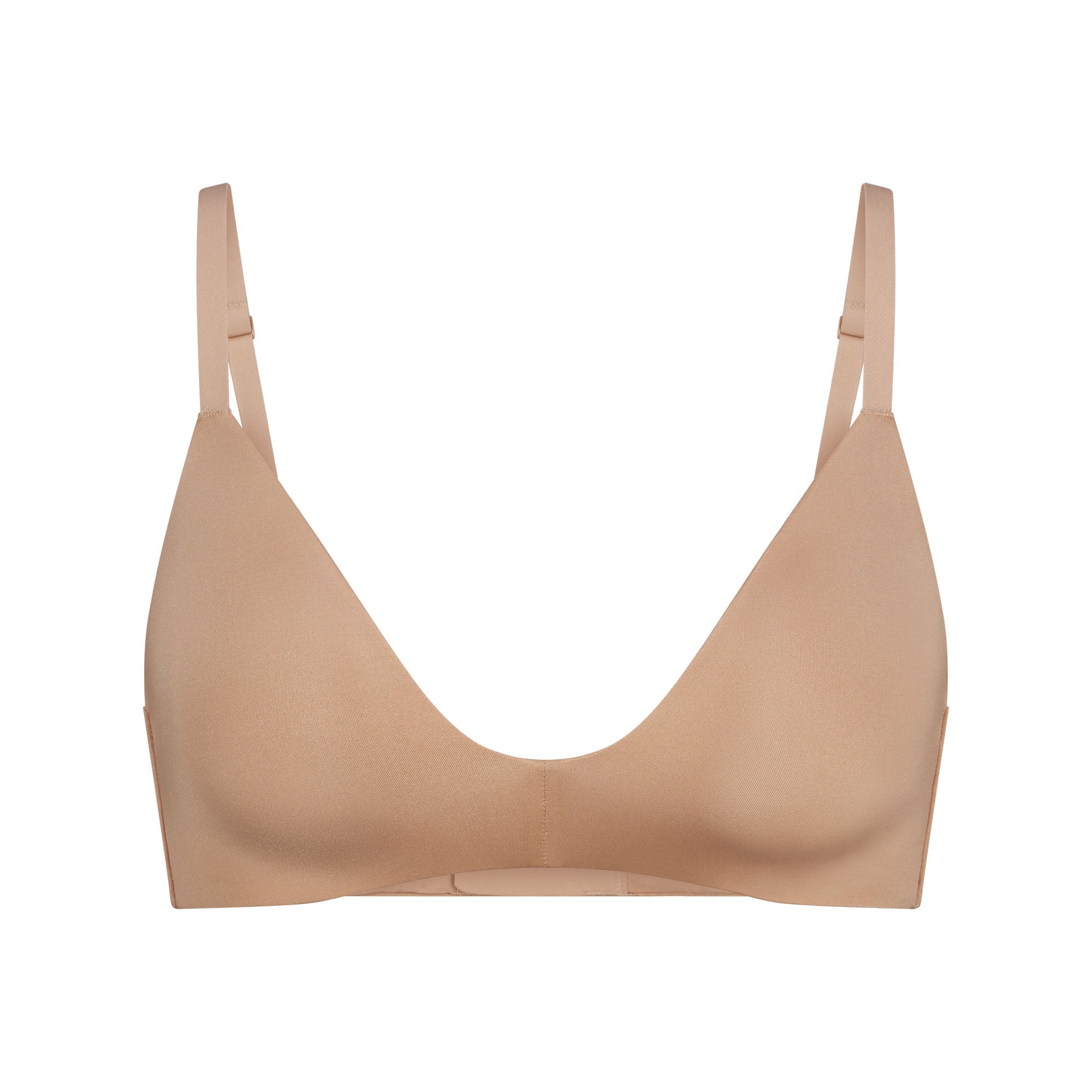 WIRELESS FORM T-SHIRT DEMI BRA | CLAY (DEMI BRAS) LAYS FLAT ON A WHITE BACKGROUND