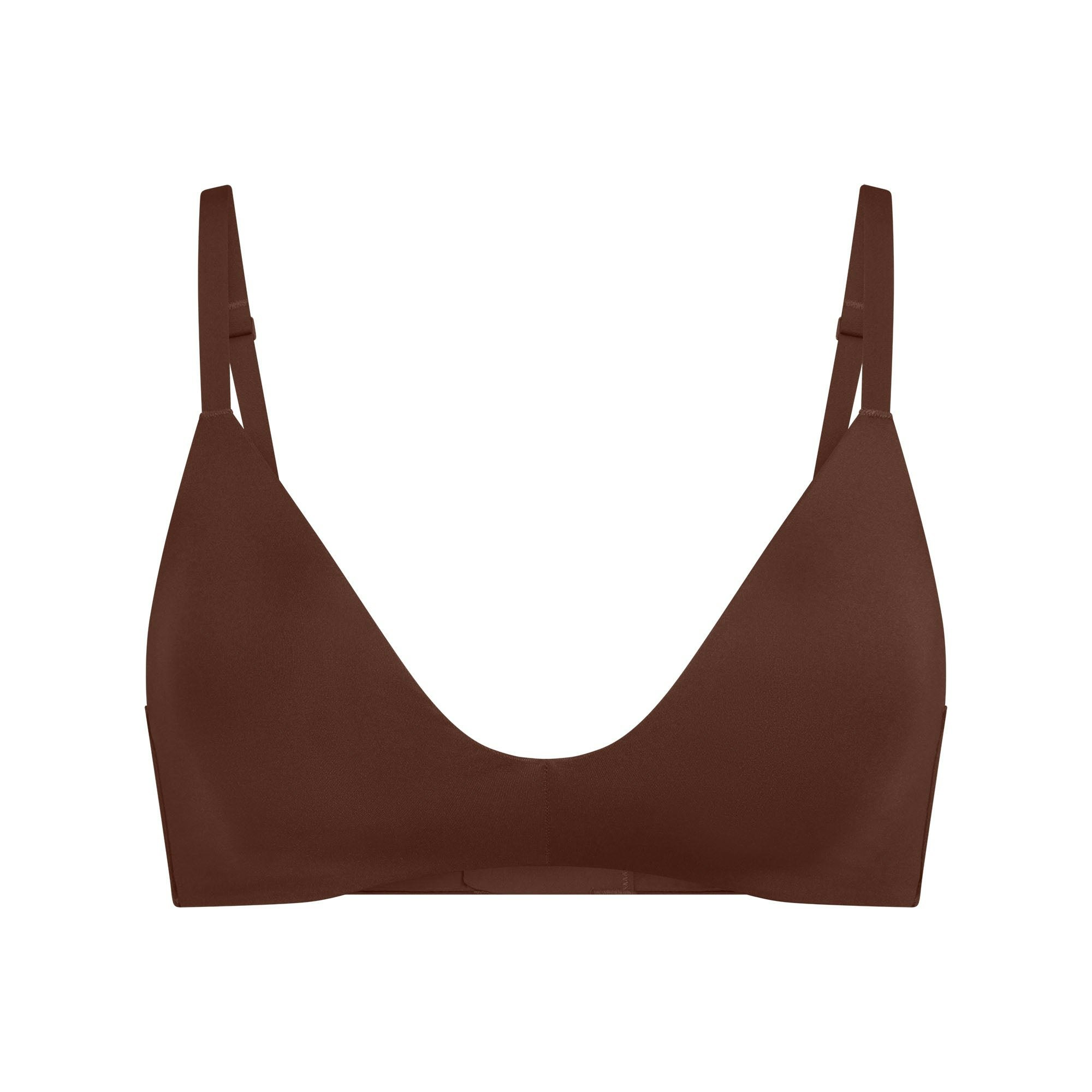 WIRELESS FORM T-SHIRT DEMI BRA | COCOA (DEMI BRAS) LAYS FLAT ON A WHITE BACKGROUND | FLT