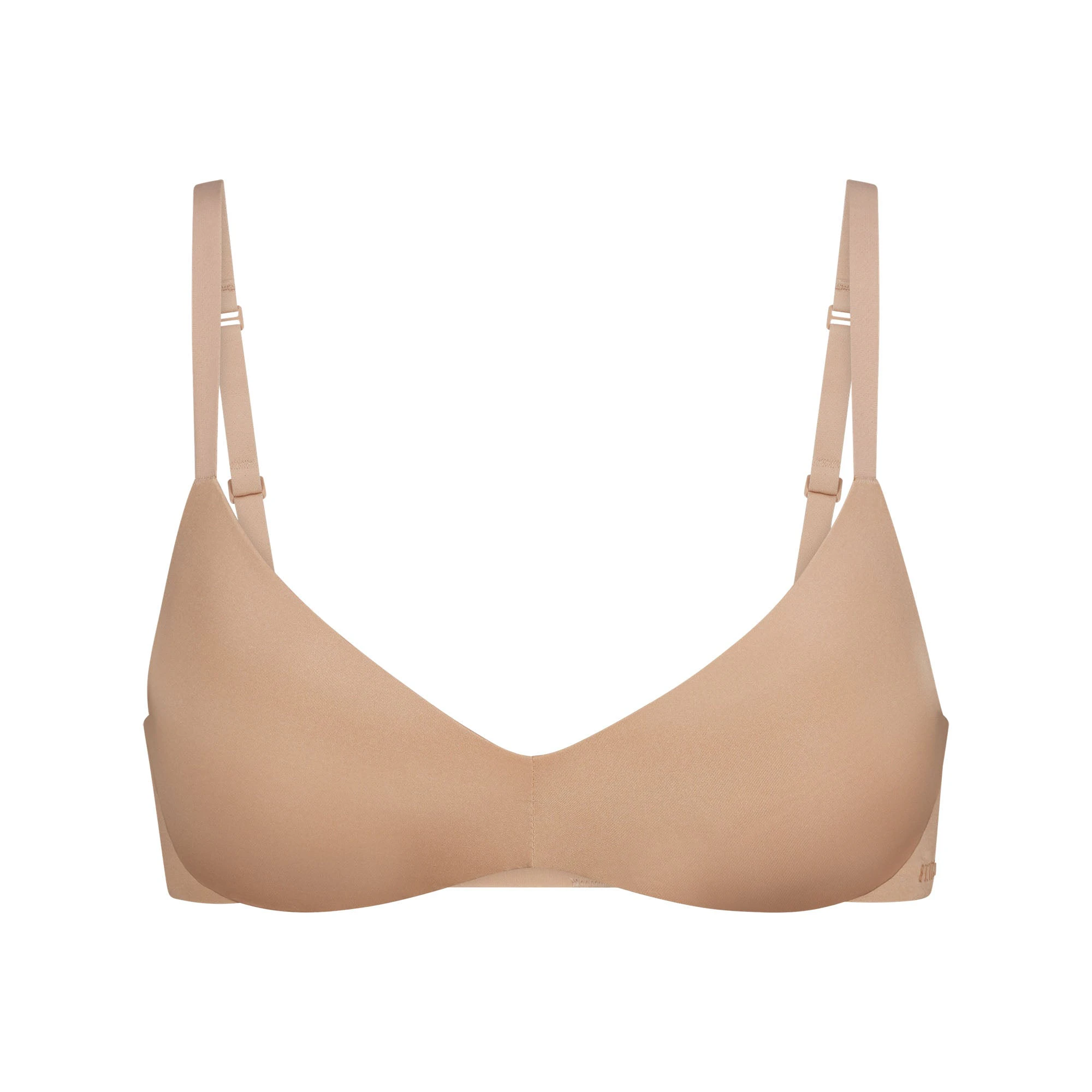 WIRELESS FORM PUSH-UP PLUNGE BRA | CLAY (DEMI BRAS) LAYS FLAT ON A WHITE BACKGROUND | FLT