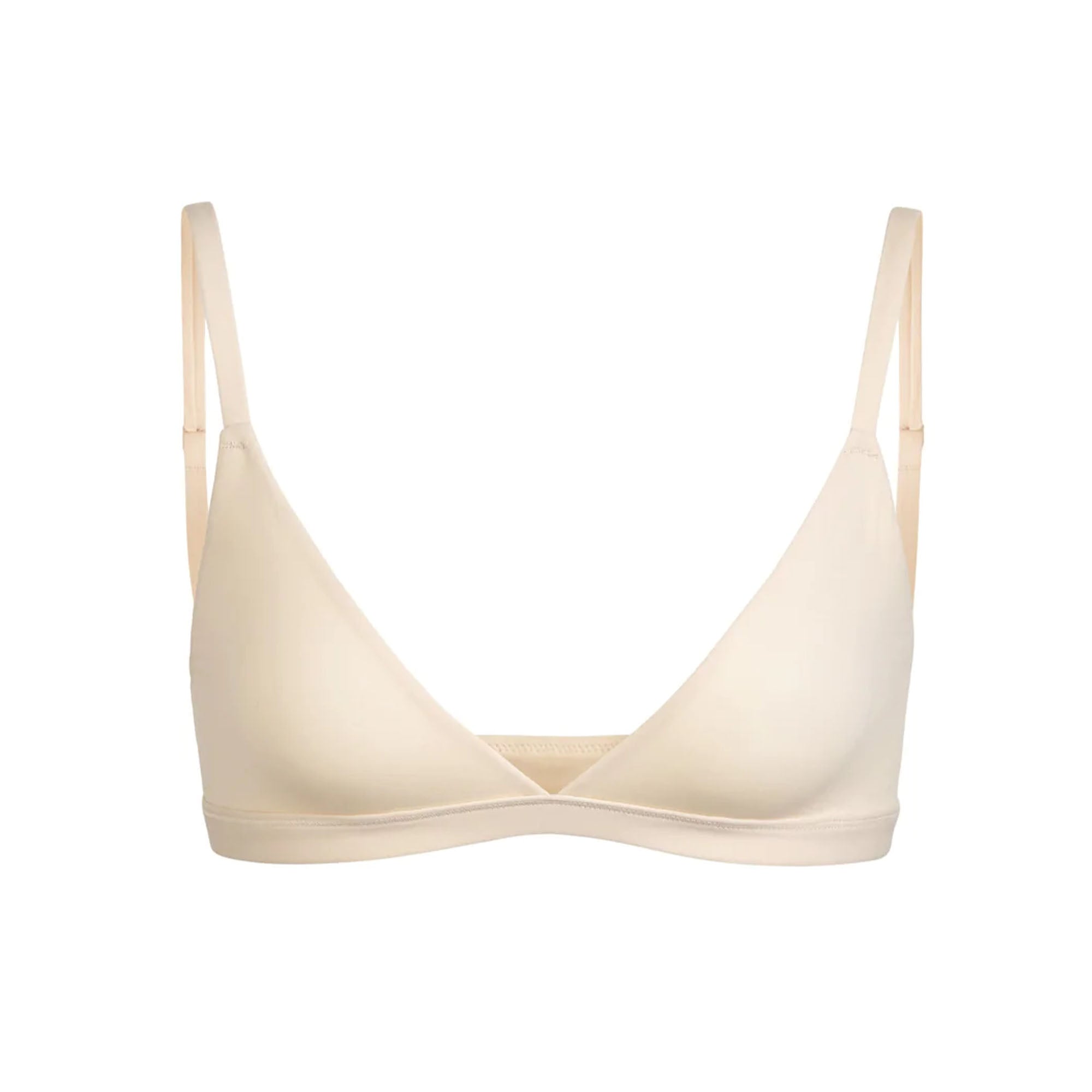 FITS EVERYBODY TRIANGLE BRALETTE | SAND (TRIANGLE BRALETTES) LAYS FLAT ON A WHITE BACKGROUND