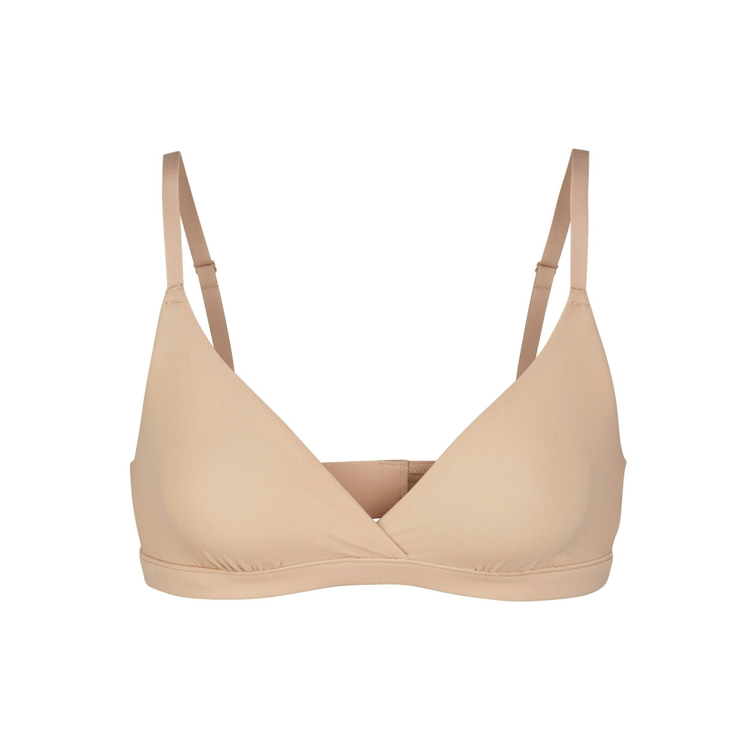 FITS EVERYBODY CROSSOVER BRALETTE | CLAY (TRIANGLE BRALETTES) LAYS FLAT ON A WHITE BACKGROUND | FLT