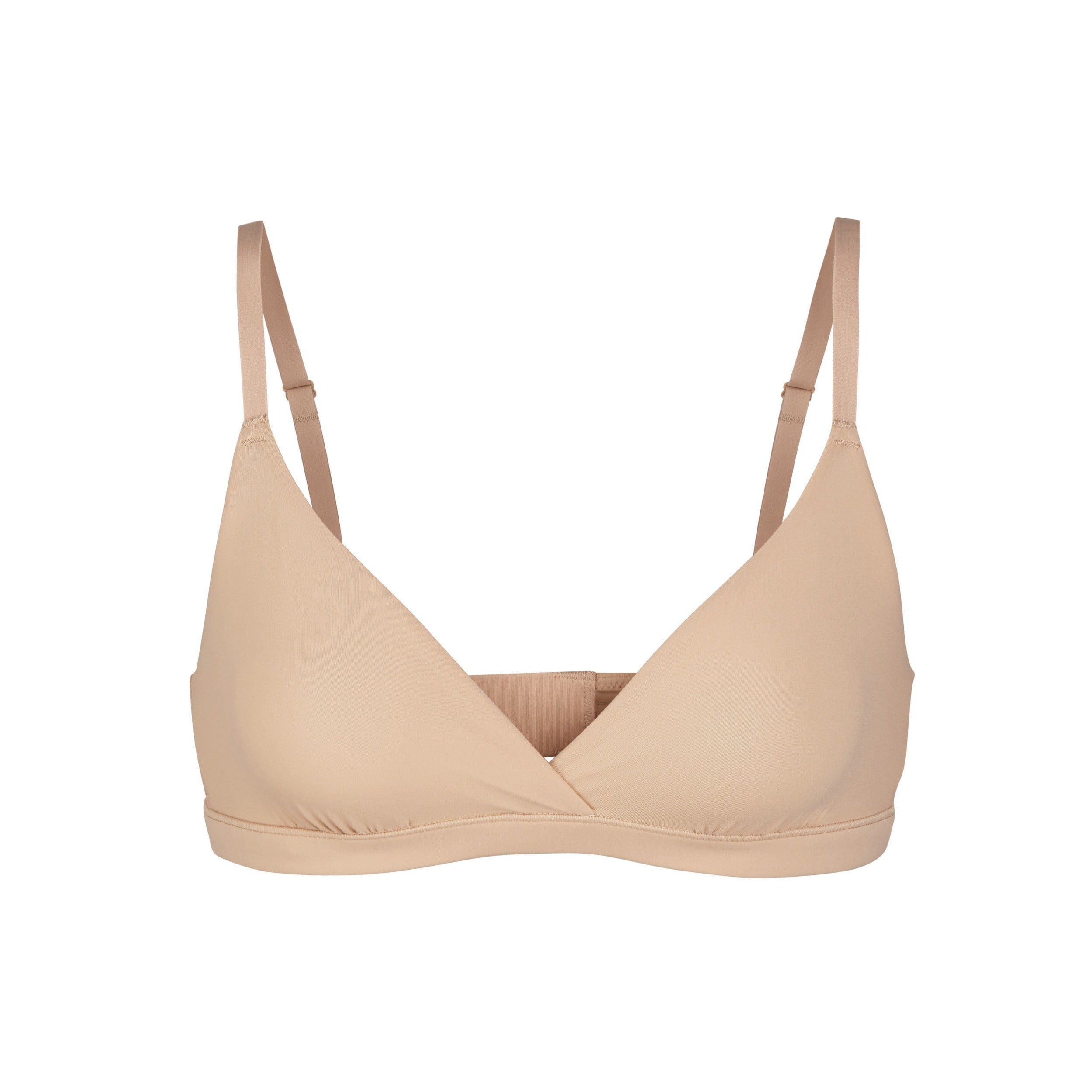 FITS EVERYBODY CROSSOVER BRALETTE | CLAY (TRIANGLE BRALETTES) LAYS FLAT ON A WHITE BACKGROUND