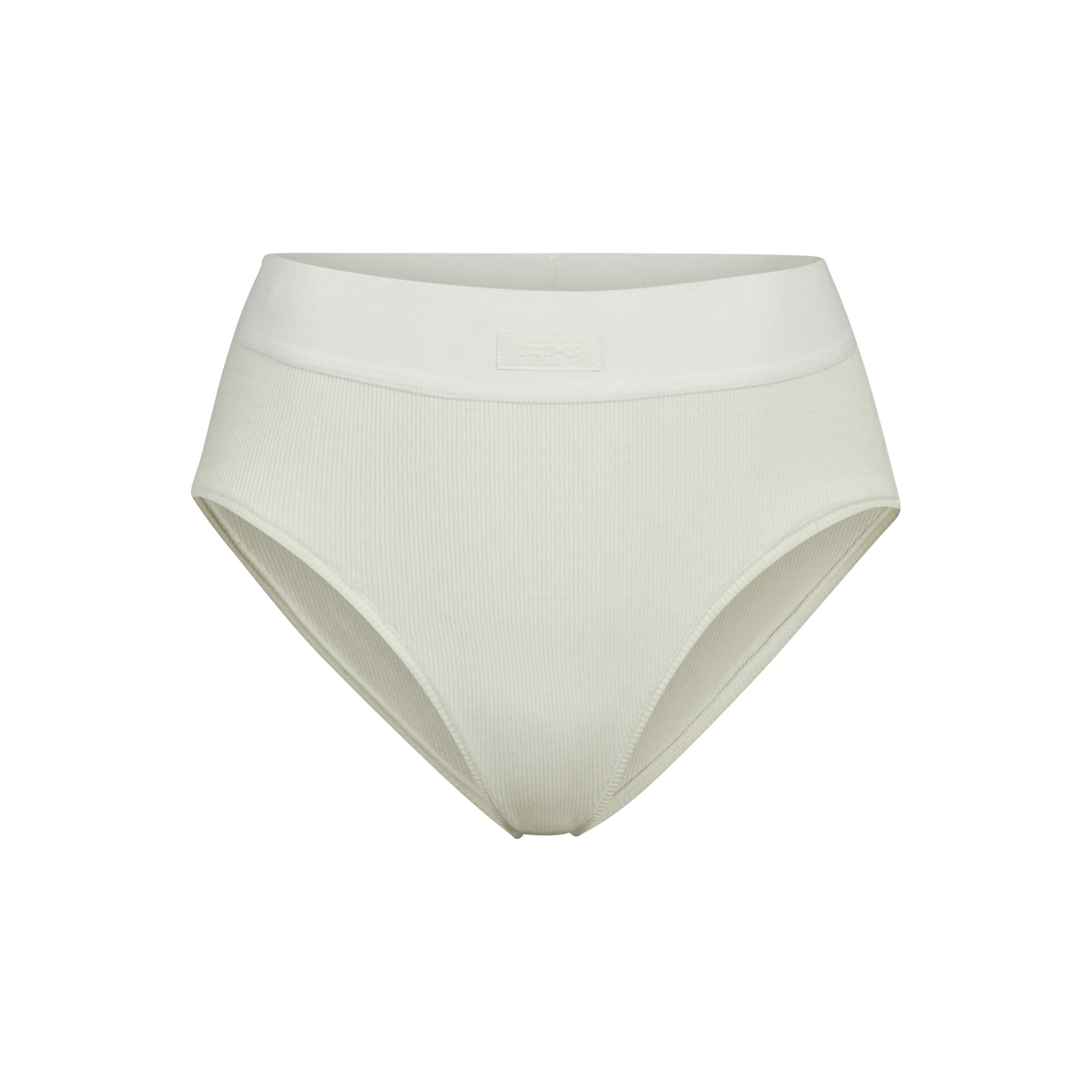 COTTON RIB BRIEF | BONE (BRIEFS, PANTIES) LAYS FLAT ON A WHITE BACKGROUND | FLT
