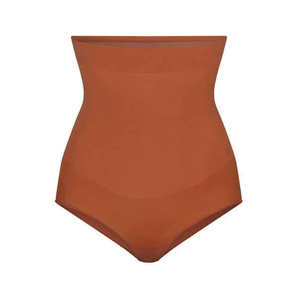 EVERYDAY SCULPT HIGH-WAISTED BRIEF | BRONZE (SHAPEWEAR BRIEFS, SHAPEWEAR) LAYS FLAT ON A WHITE BACKGROUND | FLT