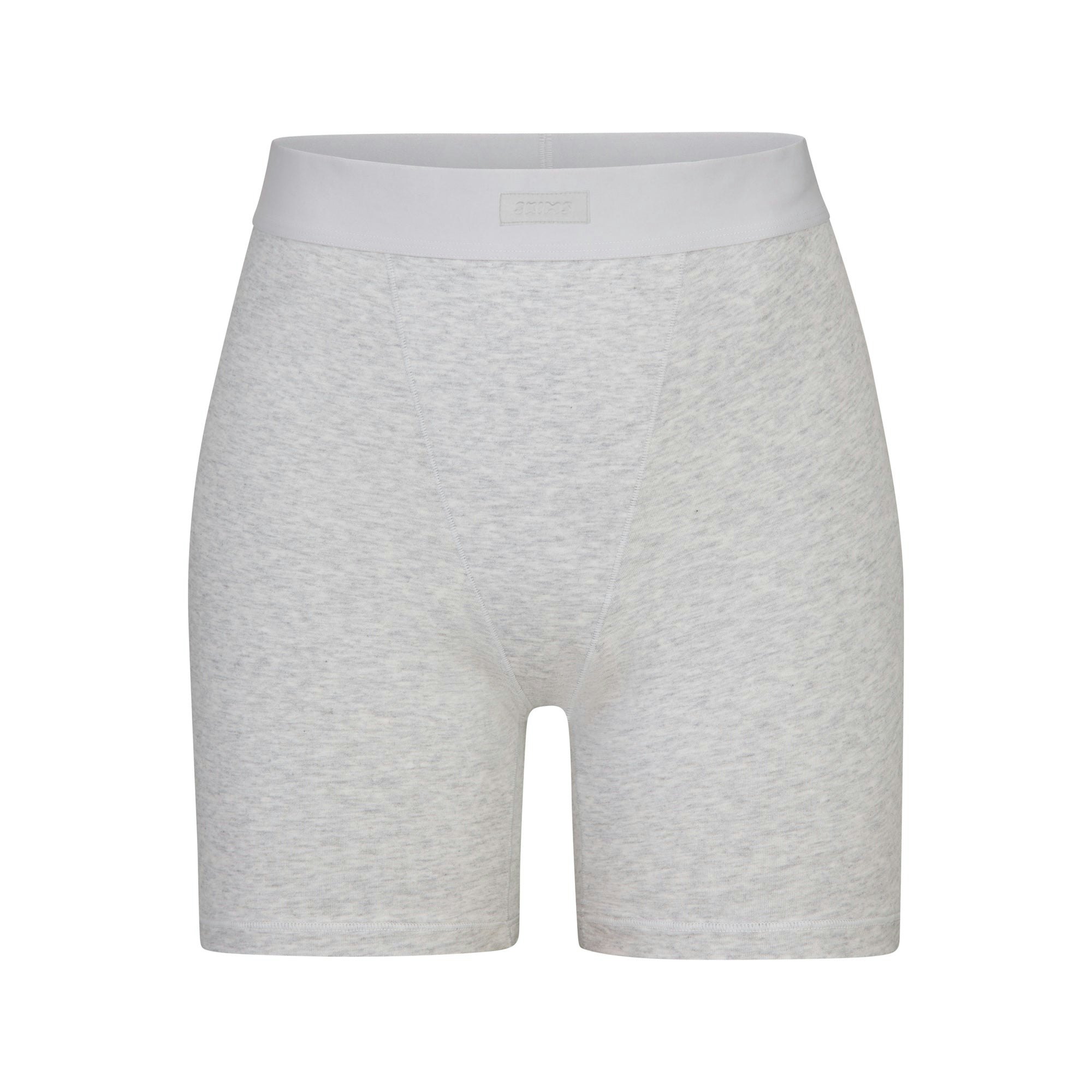 BOYFRIEND BOXER | LIGHT HEATHER GREY (BOXERS, BOTTOMS) LAYS FLAT ON A WHITE BACKGROUND | FLT