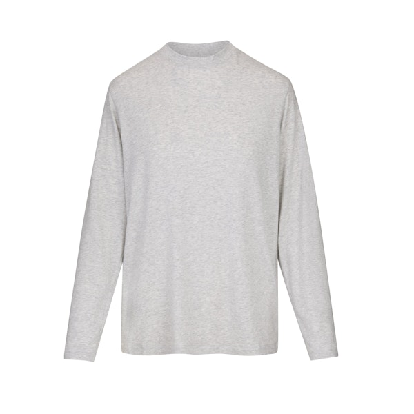 BOYFRIEND LONG SLEEVE T-SHIRT | LIGHT HEATHER GREY (LONG SLEEVE T-SHIRTS, TOPS) LAYS FLAT ON A WHITE BACKGROUND | FLT