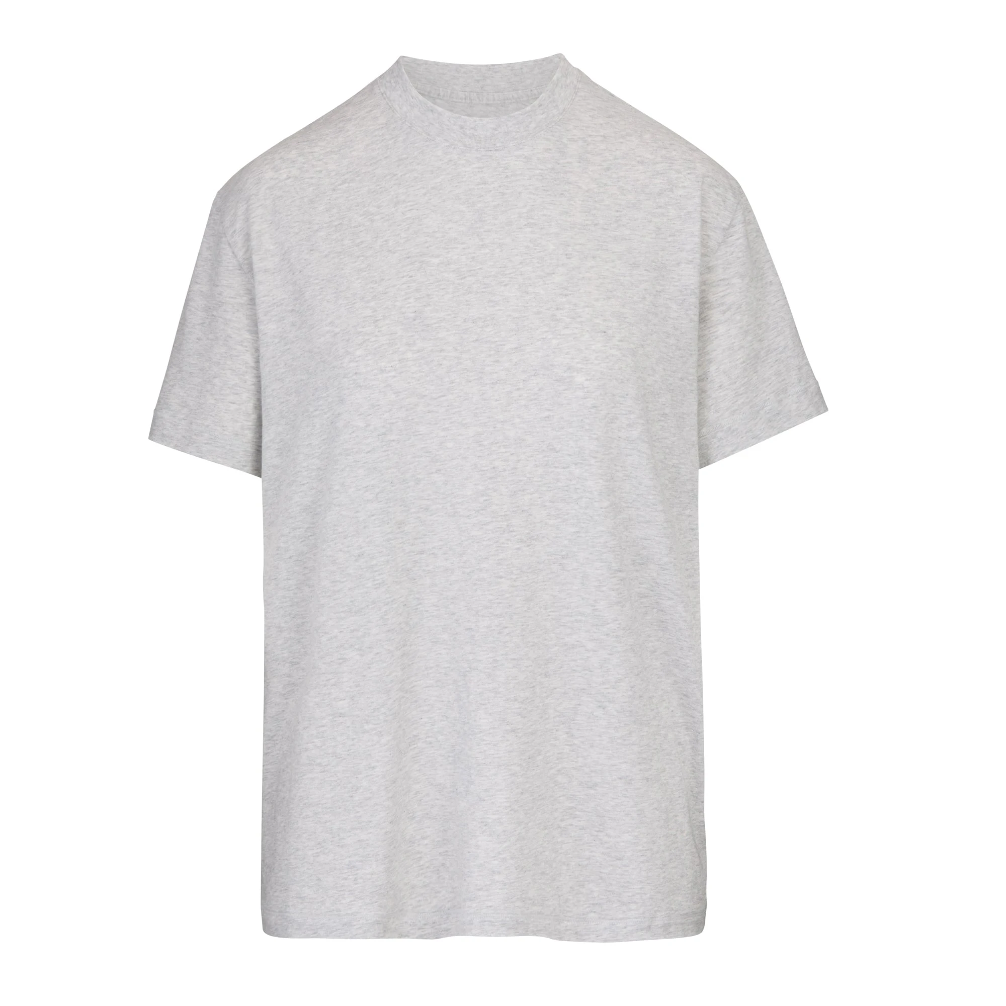 BOYFRIEND T-SHIRT | LIGHT HEATHER GREY (T-SHIRTS, TOPS) LAYS FLAT ON A WHITE BACKGROUND | FLT