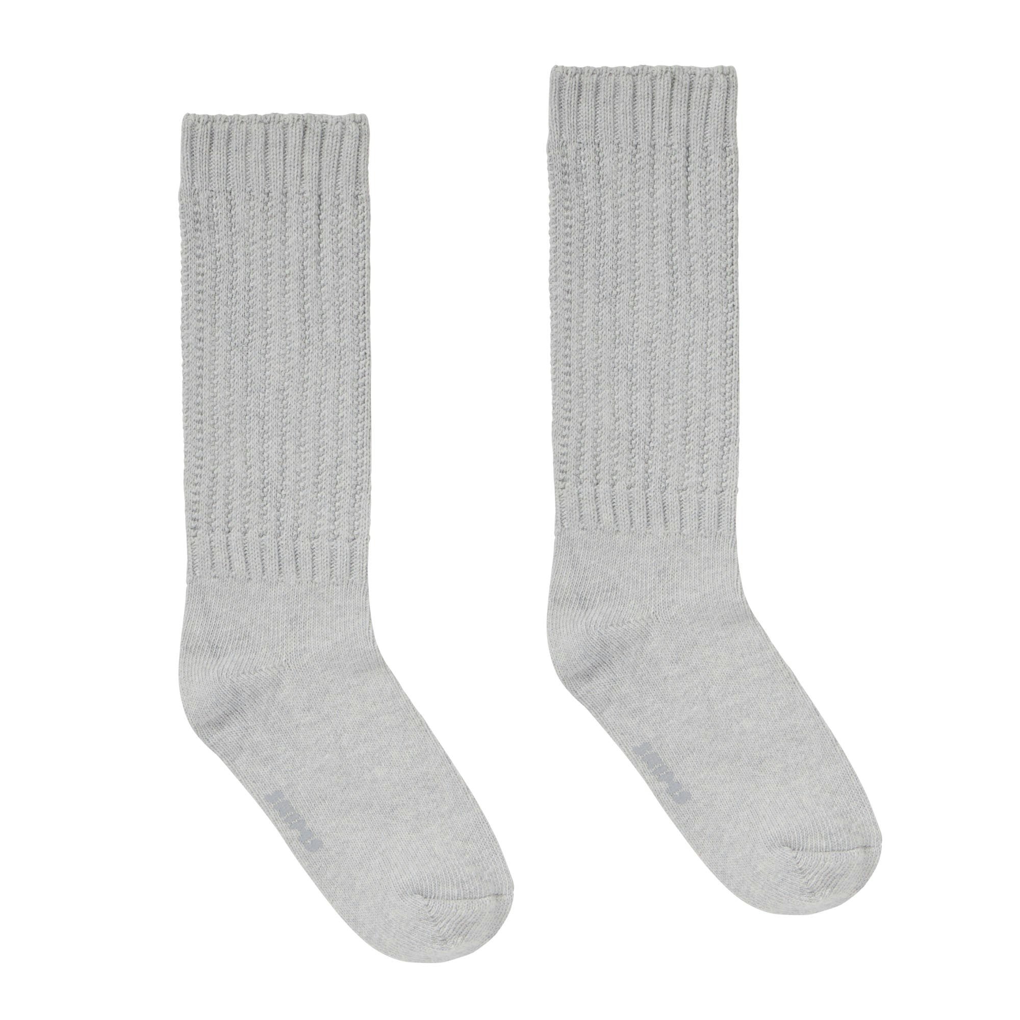SLOUCH SOCK | LIGHT HEATHER GREY (SLOUCH SOCKS) LAYS FLAT ON A WHITE BACKGROUND | FLT