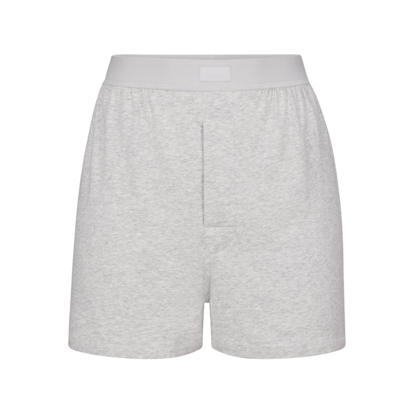 BOYFRIEND LOOSE BOXER | LIGHT HEATHER GREY (BOXERS, BOTTOMS) LAYS FLAT ON A WHITE BACKGROUND | FLT