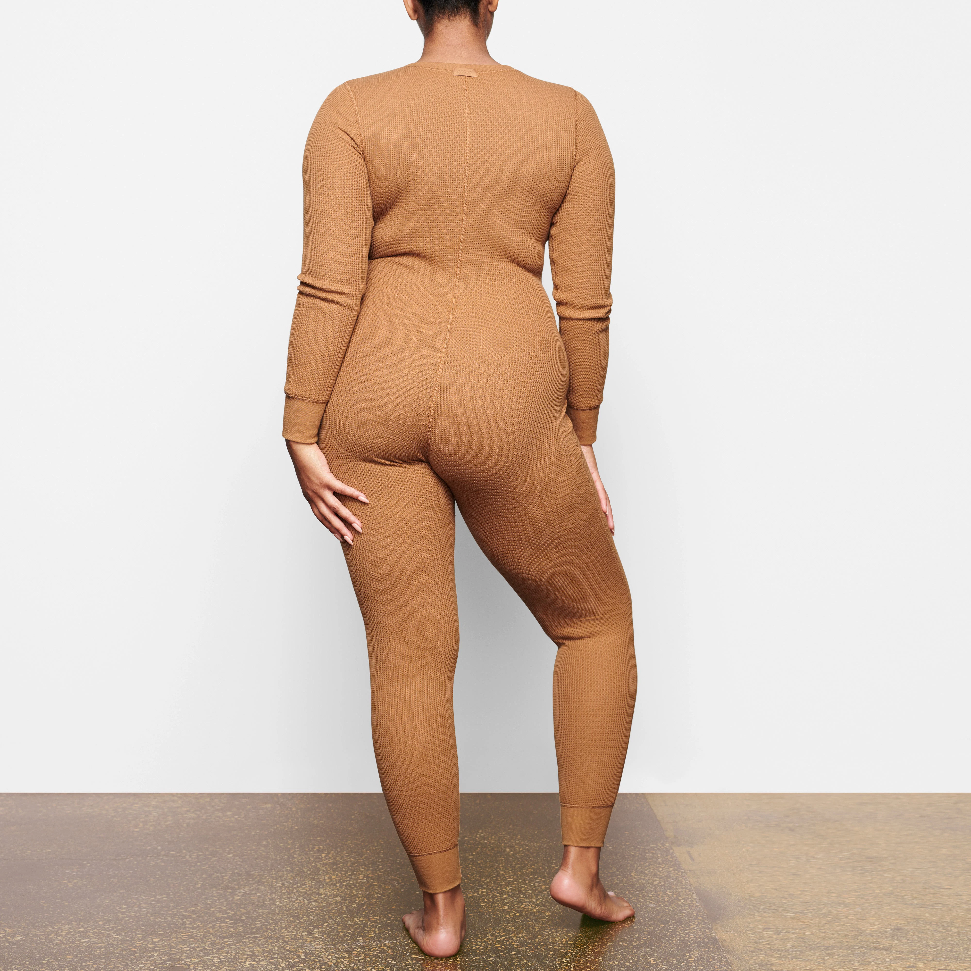 WAFFLE ONESIE ON A MODEL