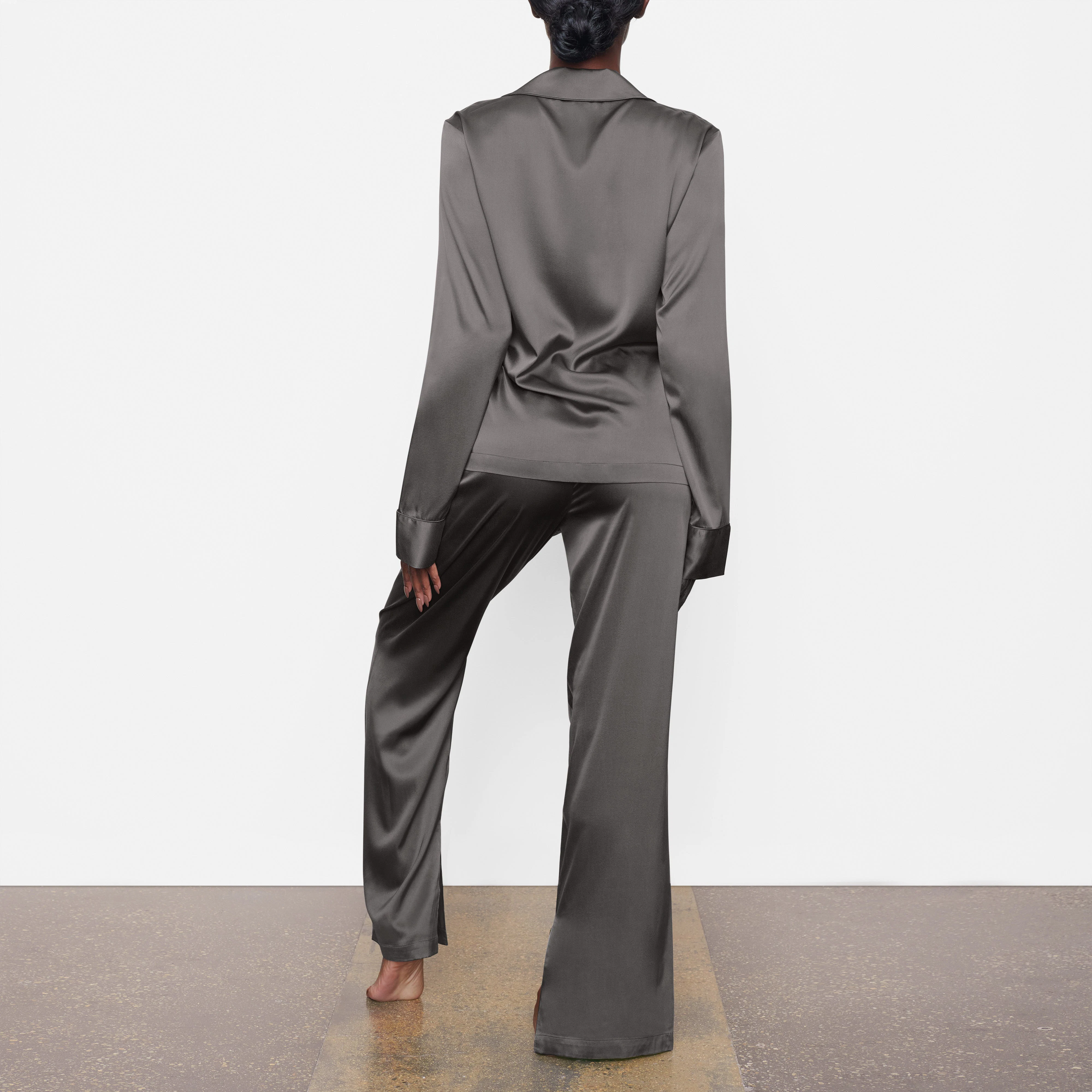 SILK SLEEP PANT ON A MODEL