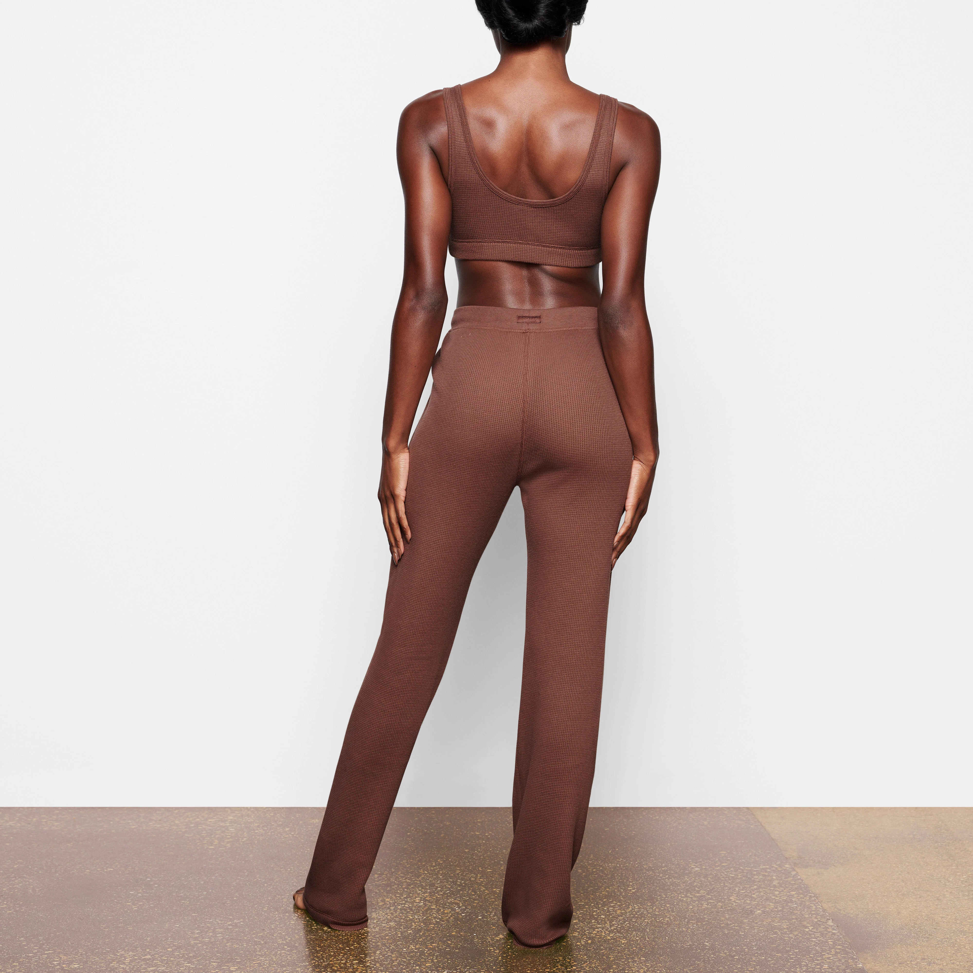 WAFFLE LOOSE PANT ON A MODEL