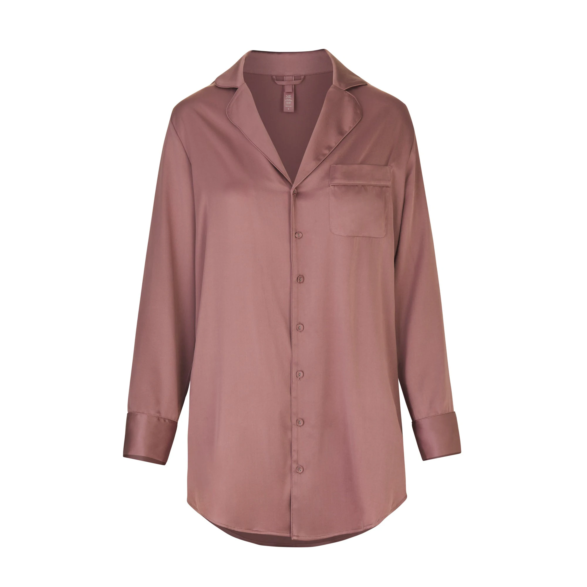 SILK BUTTON UP NIGHT DRESS | ROSE LAYS FLAT ON A WHITE BACKGROUND