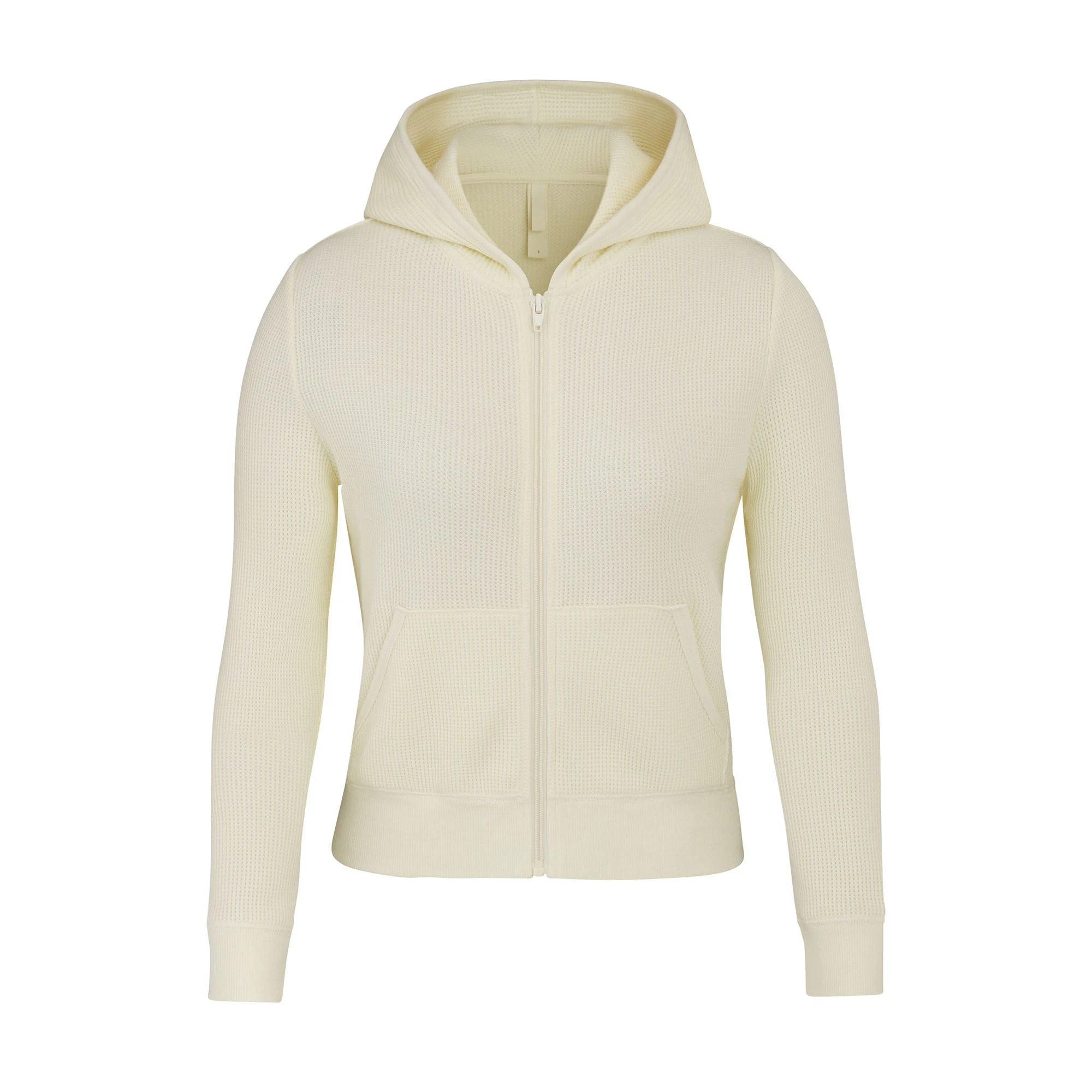 WAFFLE HOODIE LAYS FLAT ON A WHITE BACKGROUND