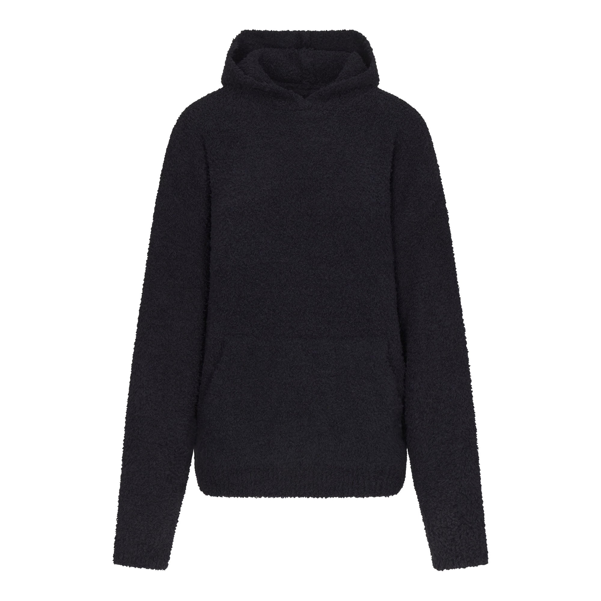 COZY KNIT UNISEX HOODIE | ONYX (HOODIES, TOPS) LAYS FLAT ON A WHITE BACKGROUND | FLT