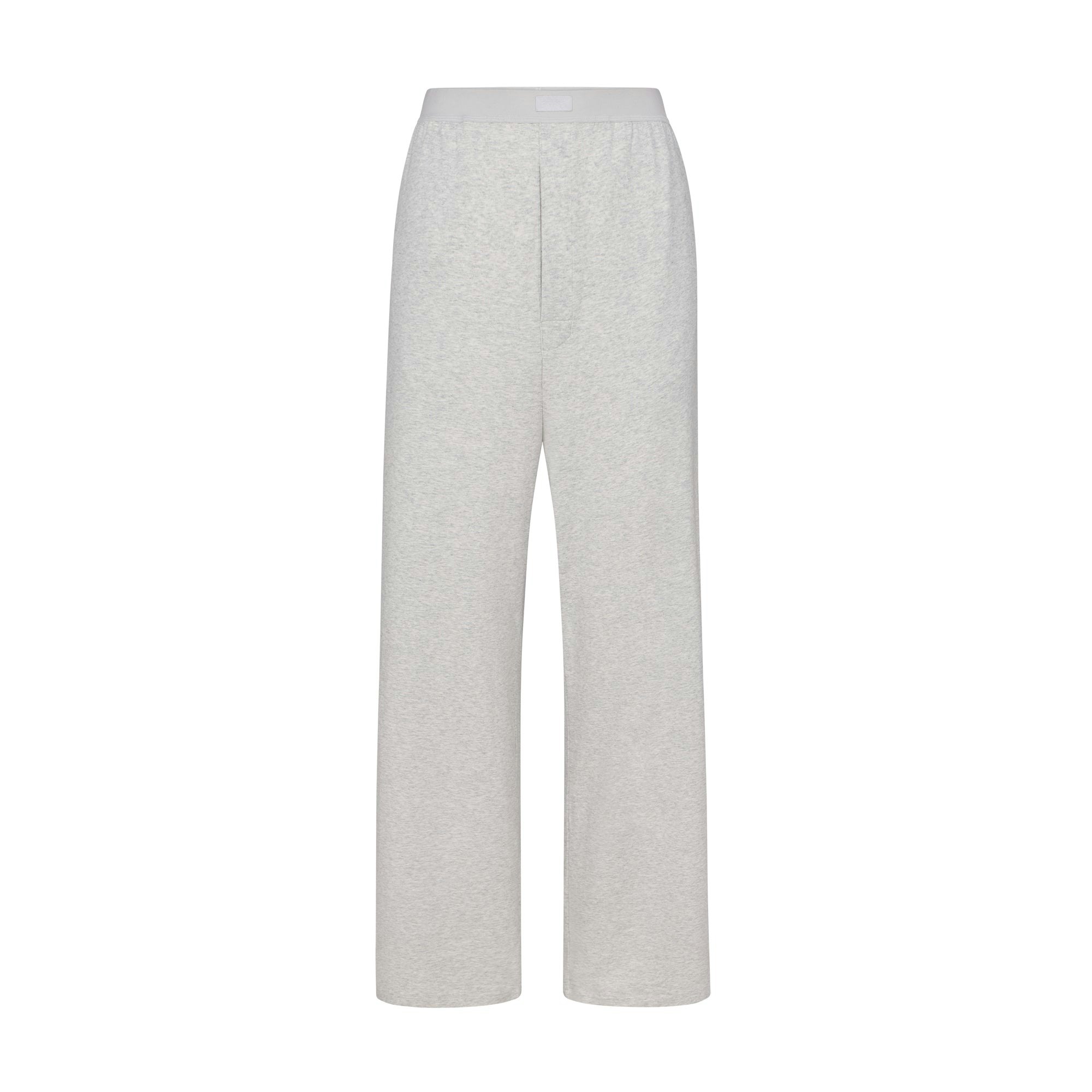 BOYFRIEND LOOSE PANT | LIGHT HEATHER GREY (PANTS, BOTTOMS) LAYS FLAT ON A WHITE BACKGROUND | FLT