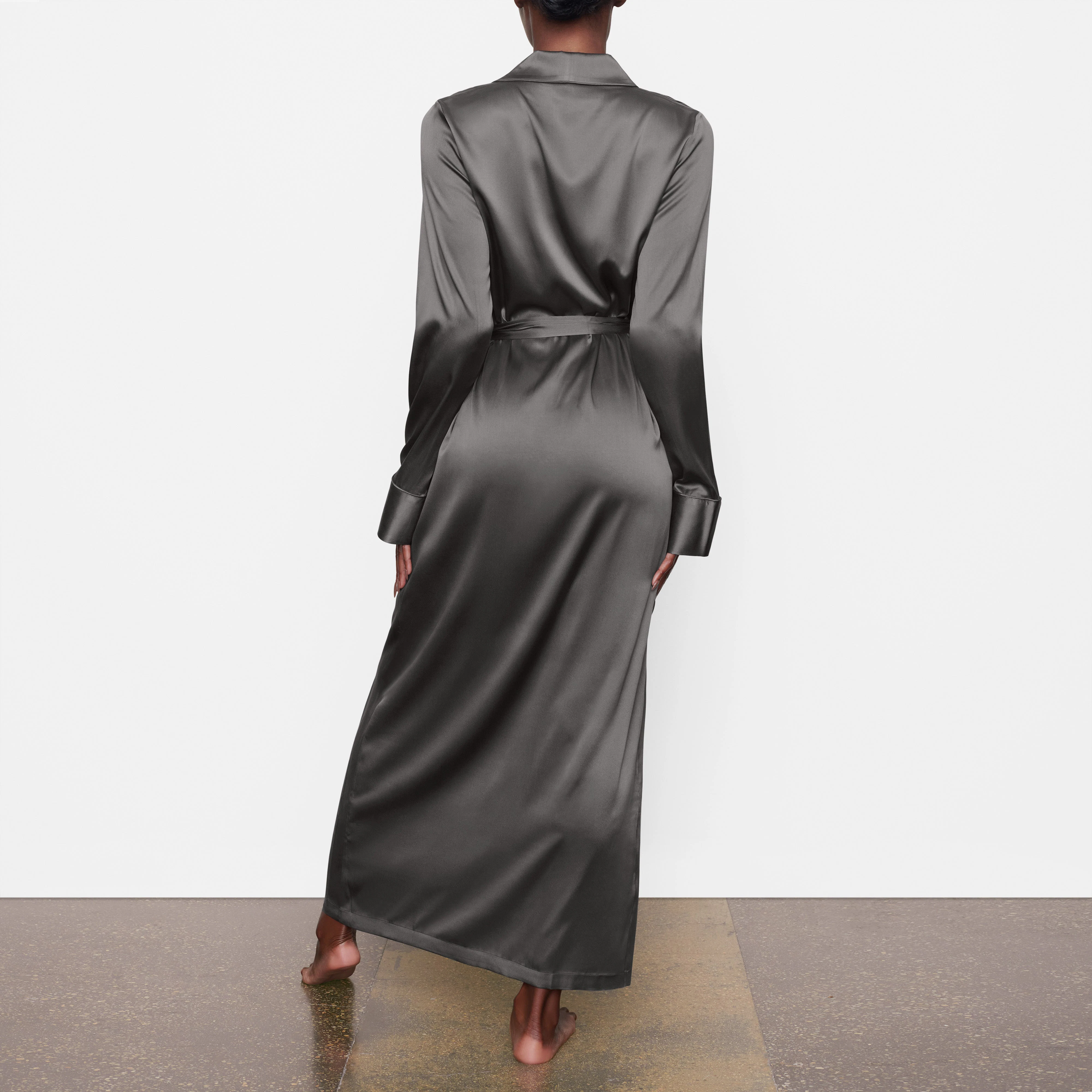 SILK SLEEP ROBE ON A MODEL