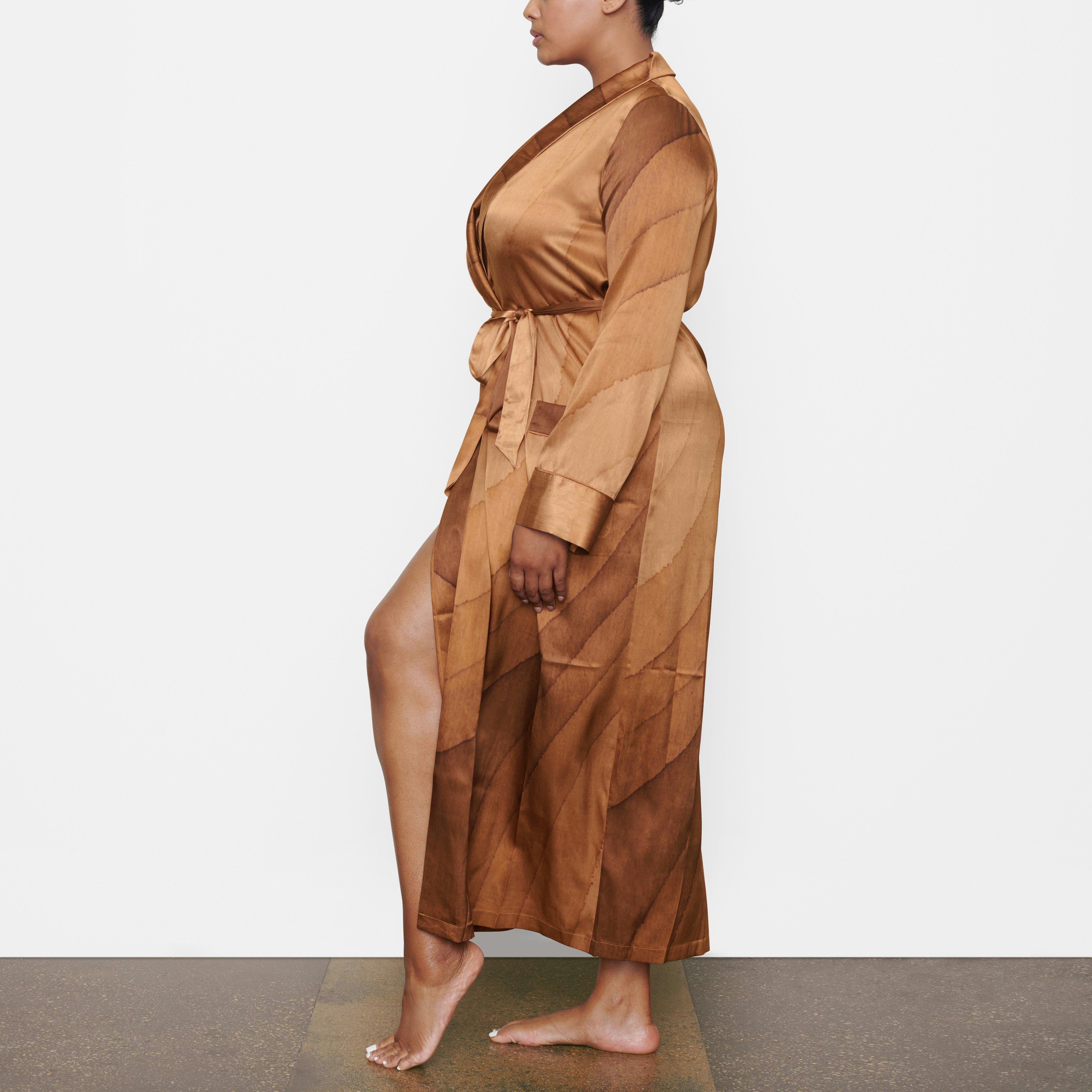 SILK SLEEP ROBE ON A MODEL
