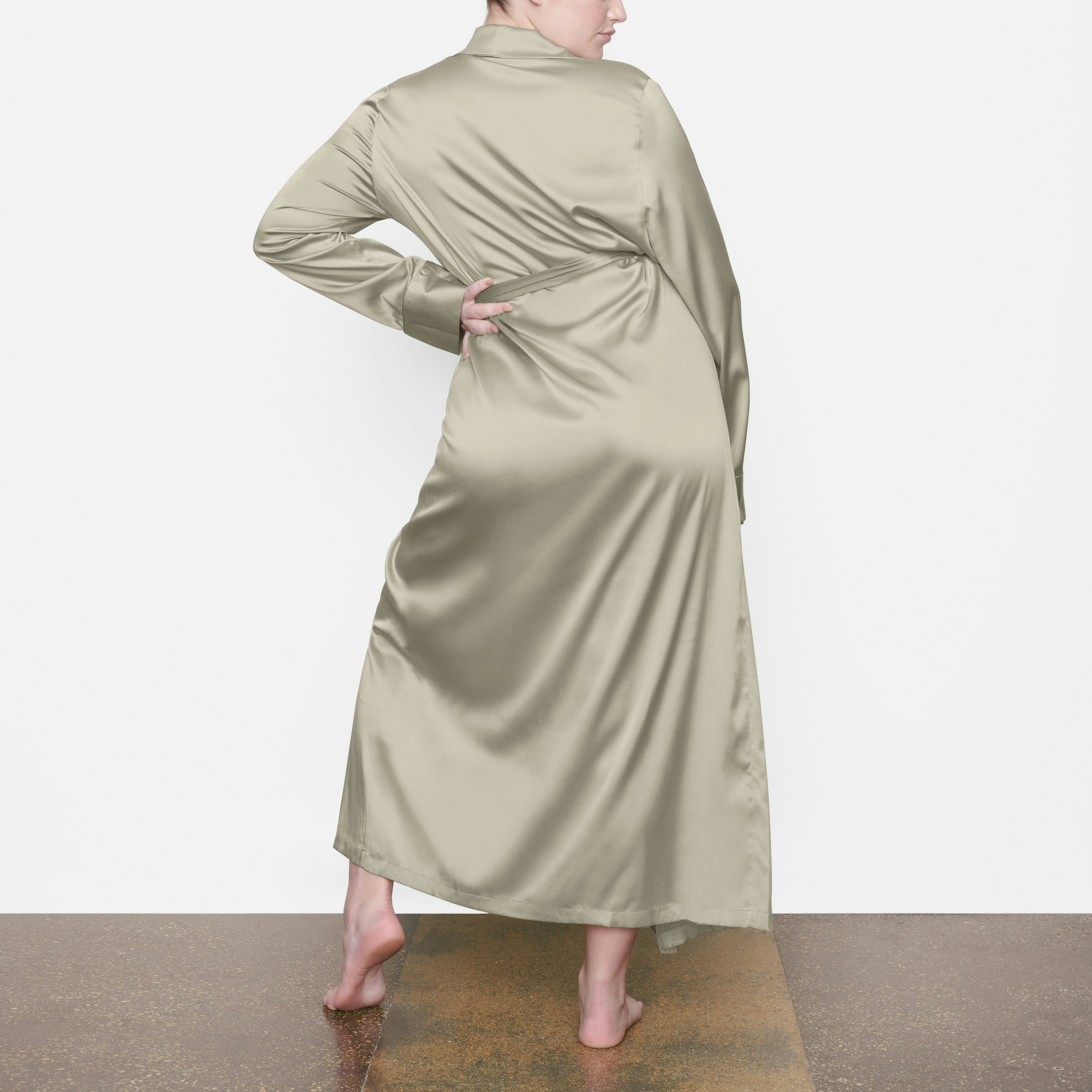 SILK SLEEP ROBE ON A MODEL